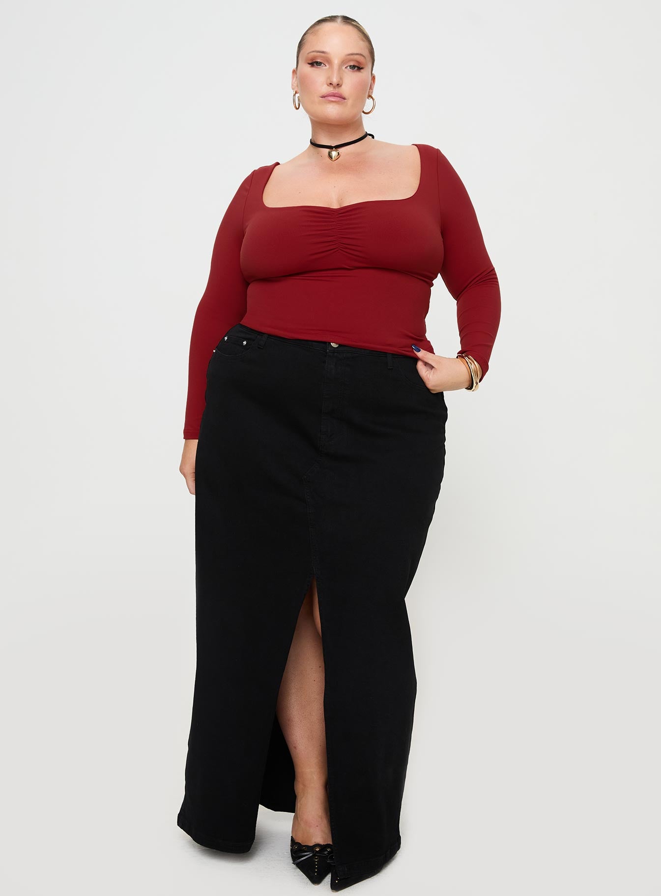Selenie Long Sleeve Top Red Curve - Image 3