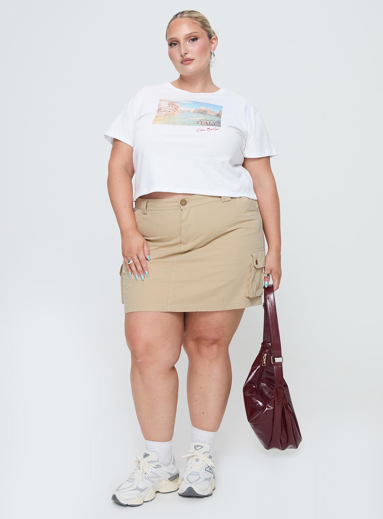 Lydie Cargo Mini Skirt Beige Curve - Image 3