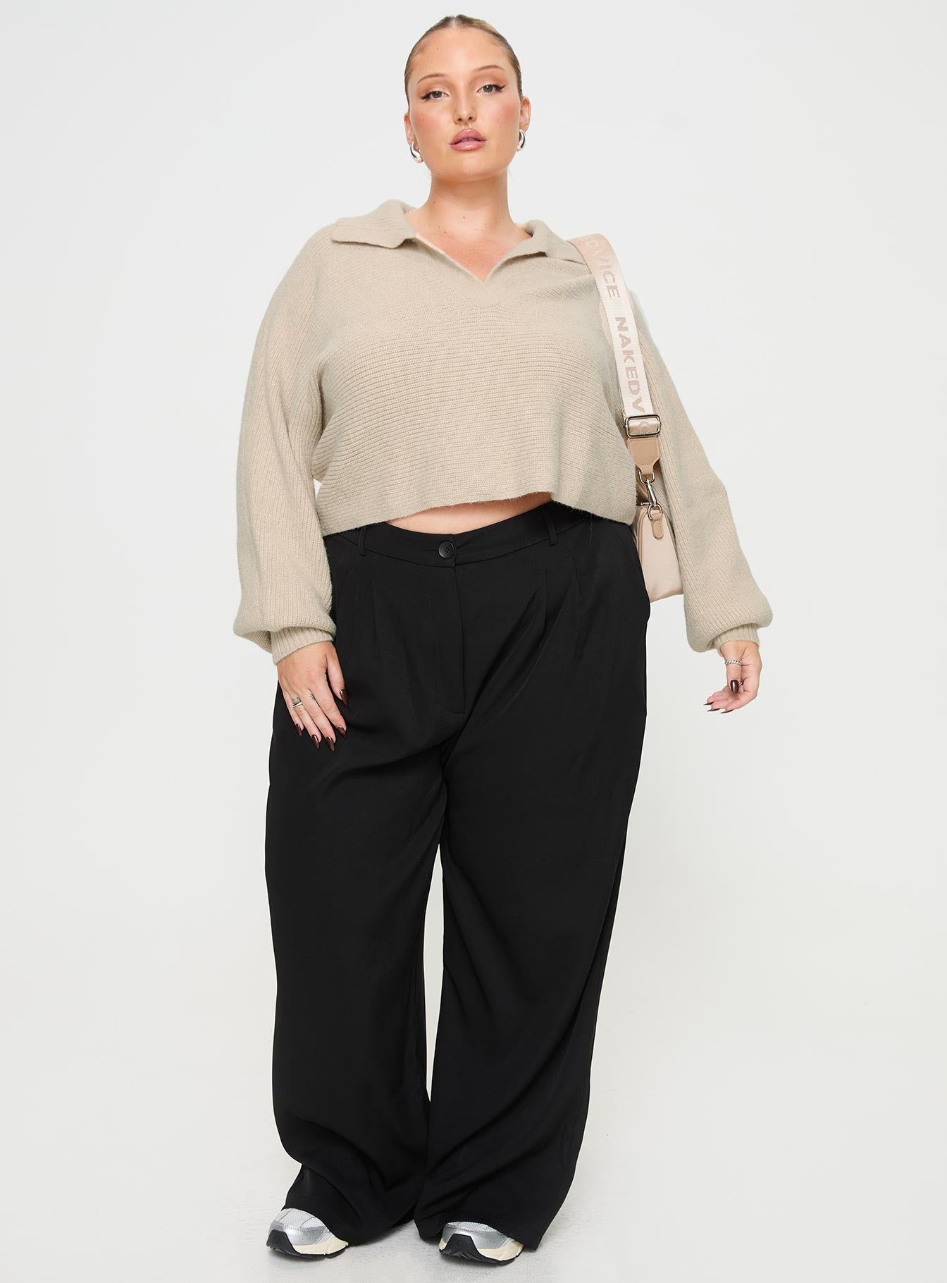 Tiara Cropped Sweater Beige Curve - Image 3