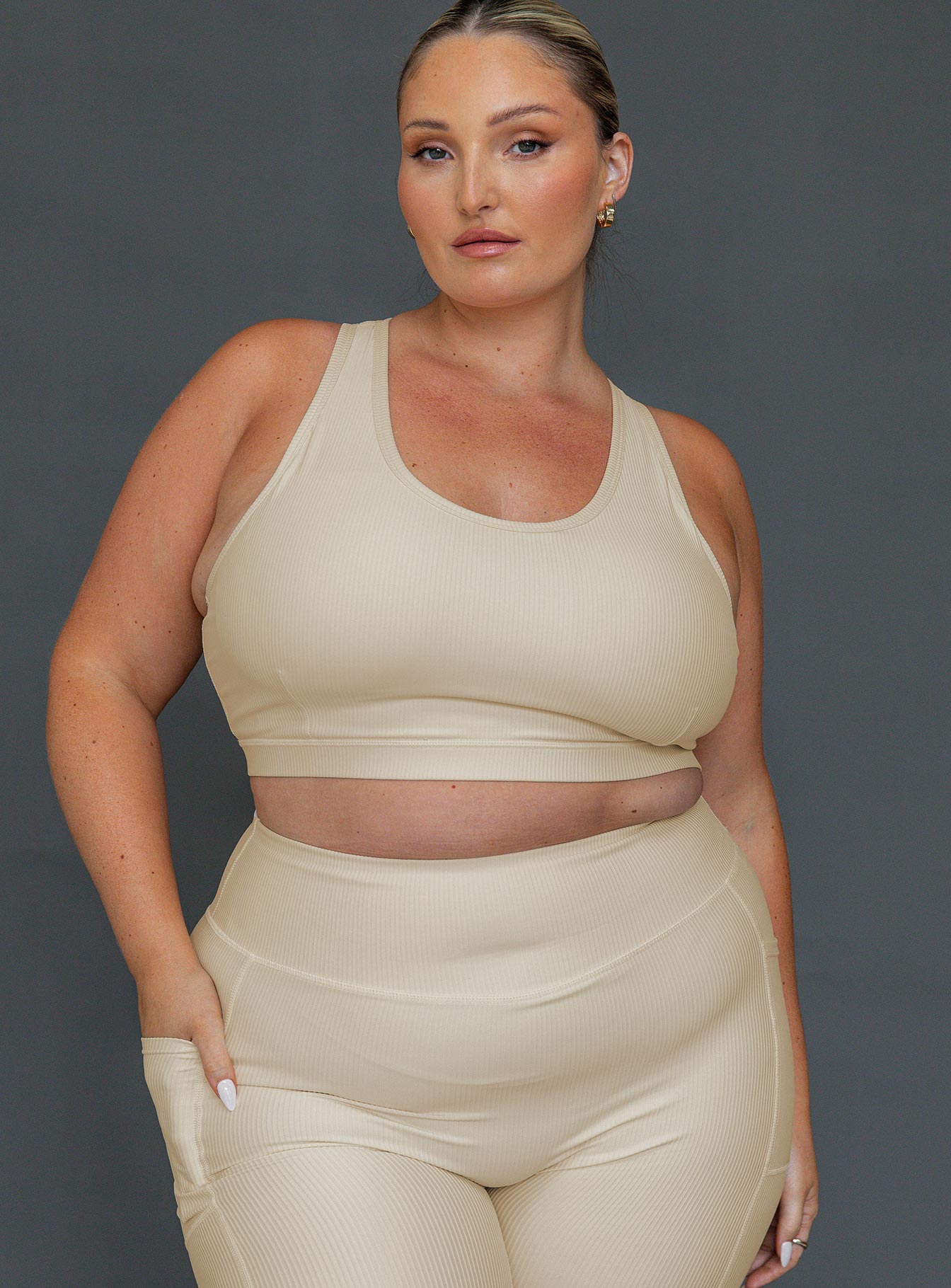 Turbo Activewear Rib Top Latte Curve - Image 2