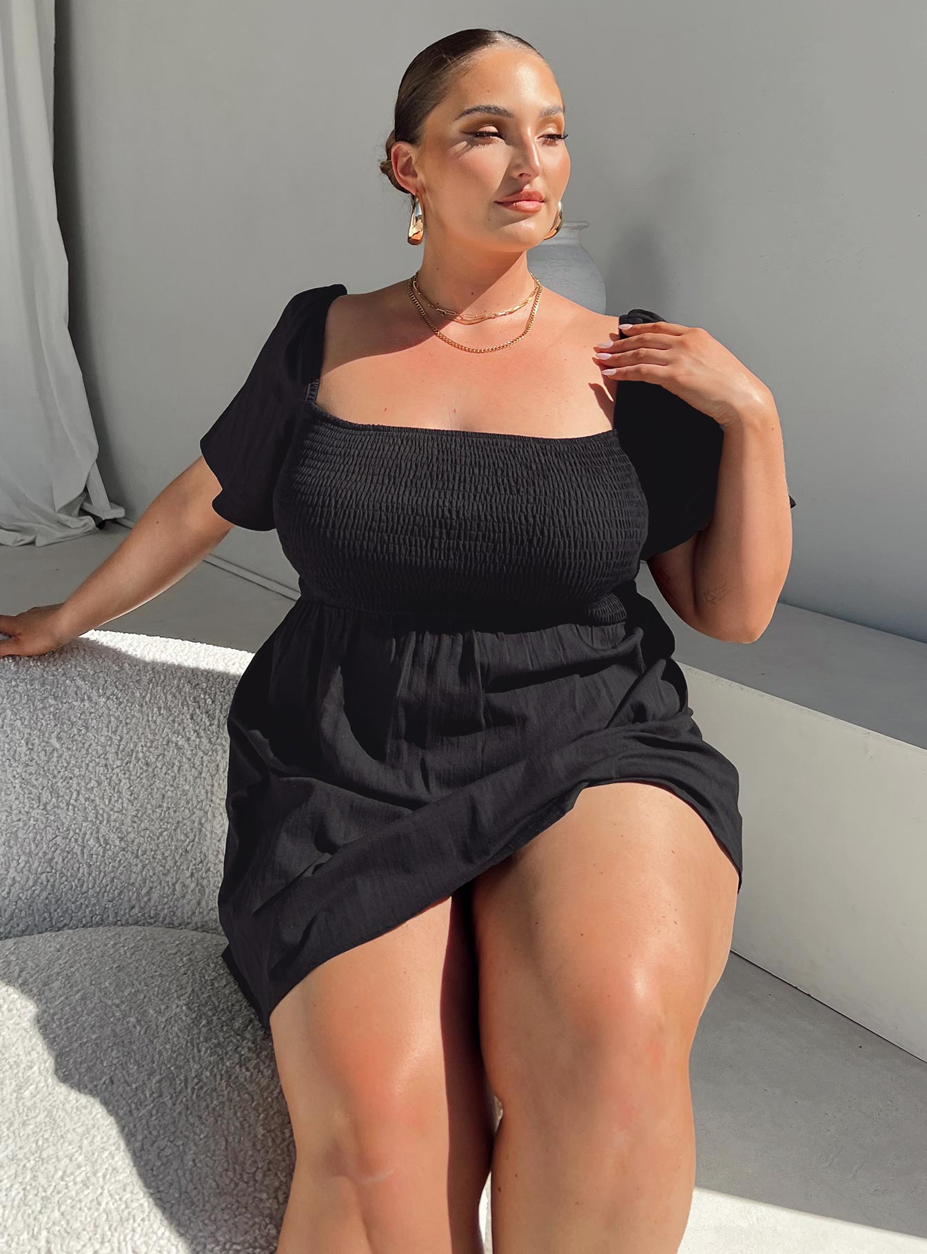 Summer Nights Mini Dress Black Curve - Image 2