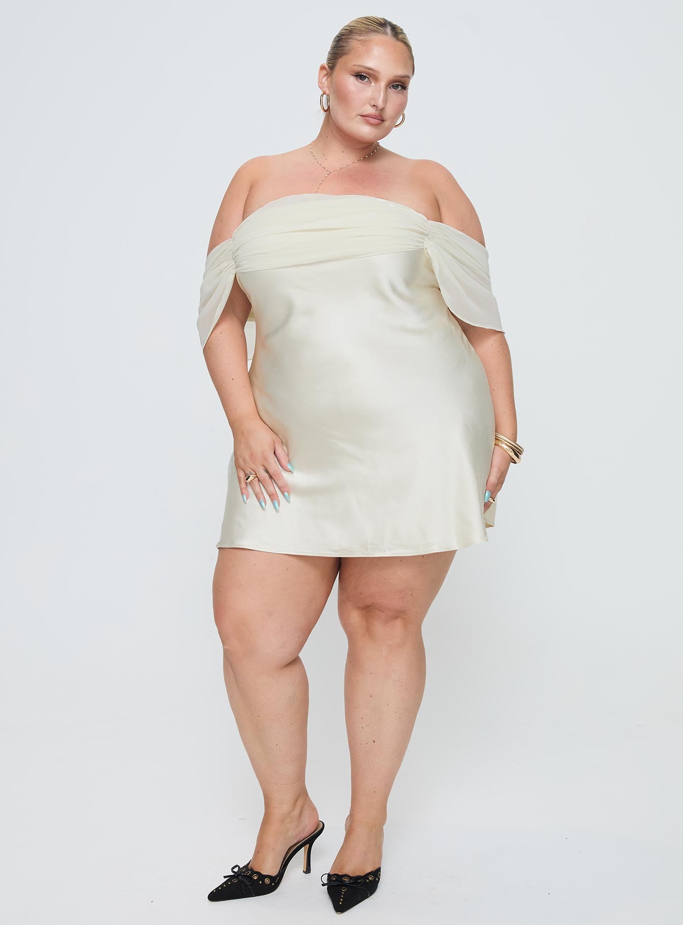 Adoration Mini Dress Cream Curve - Image 3