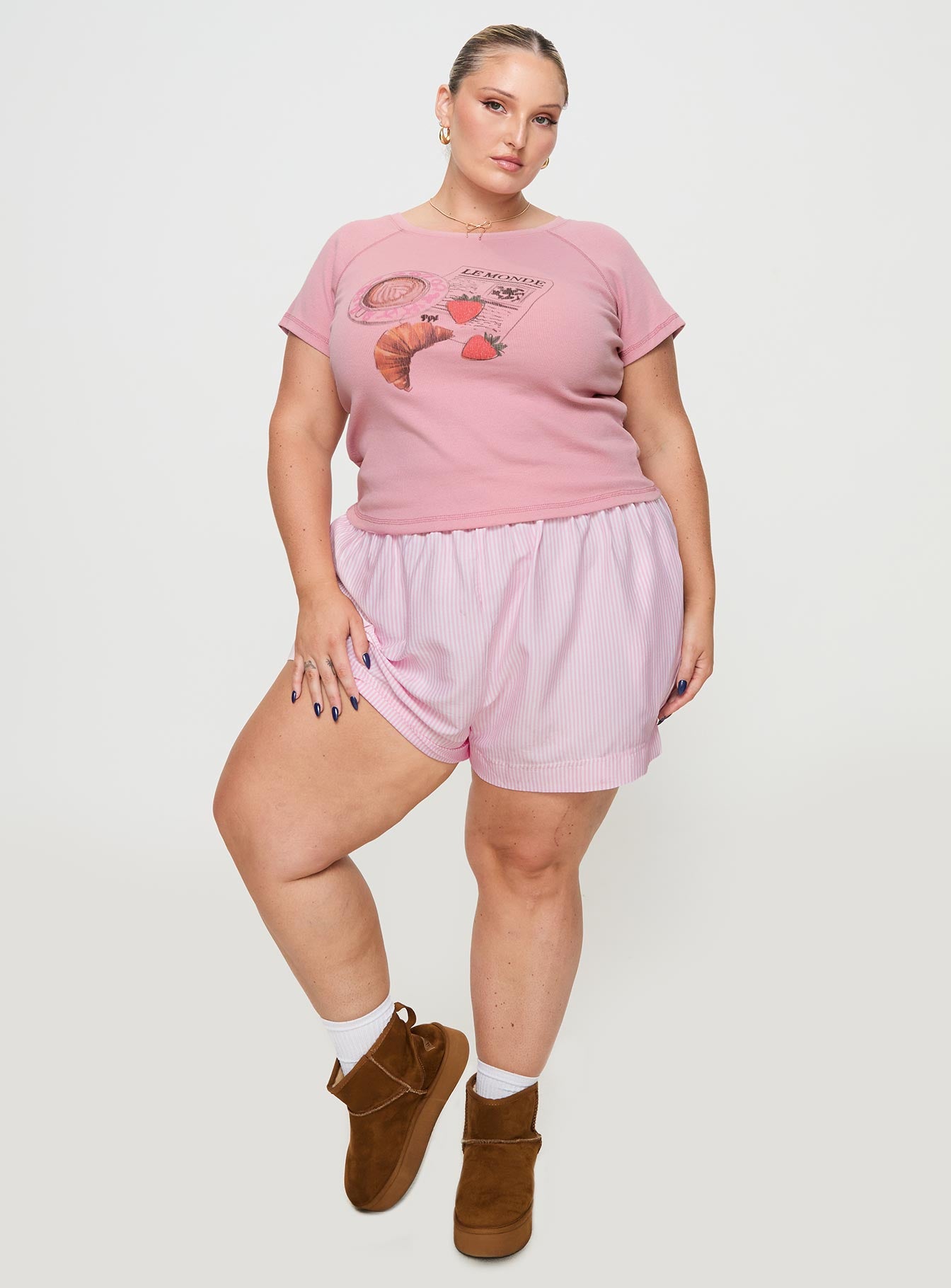 Breakfast Buffet Sleep Tee Pink Curve - Image 3