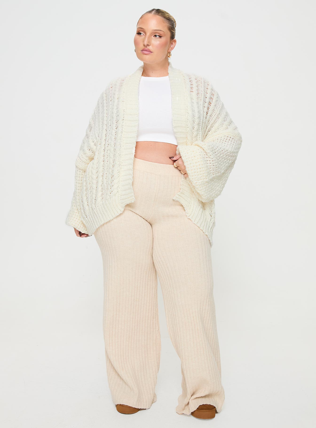 Abner Cable Cardigan Cream Curve - Image 3