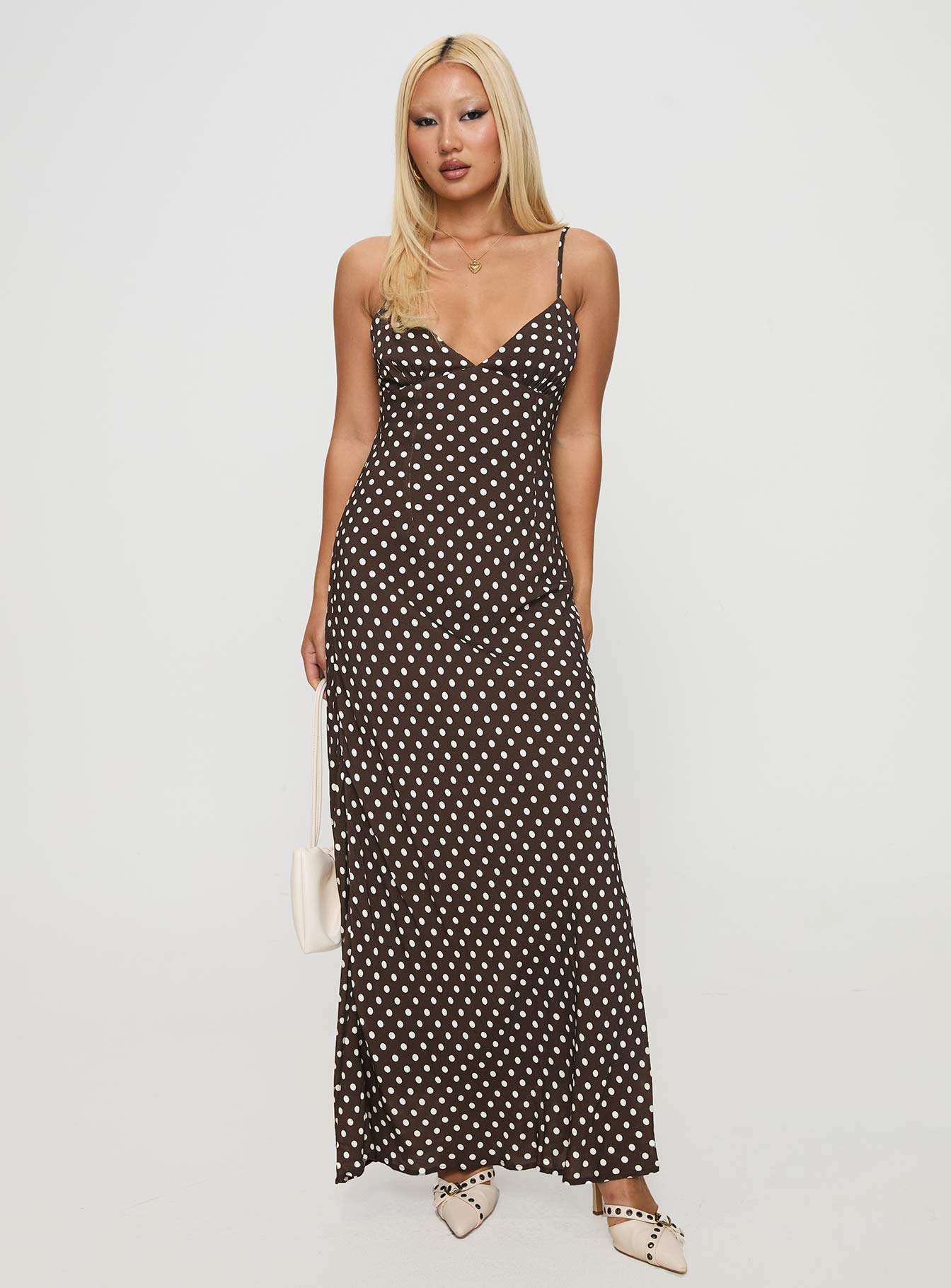 Jorjana Polka Maxi Dress Brown / White - Image 4