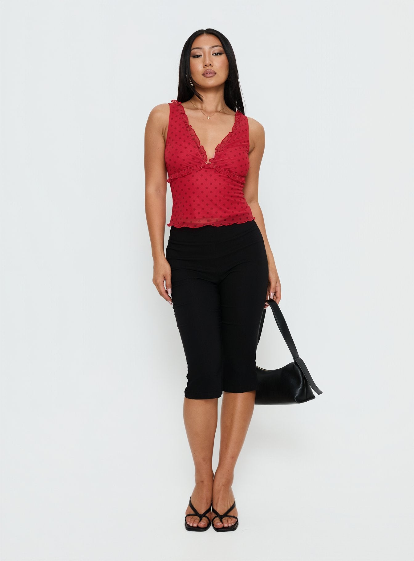Azira Frill Detail Top Red Polka - Image 2