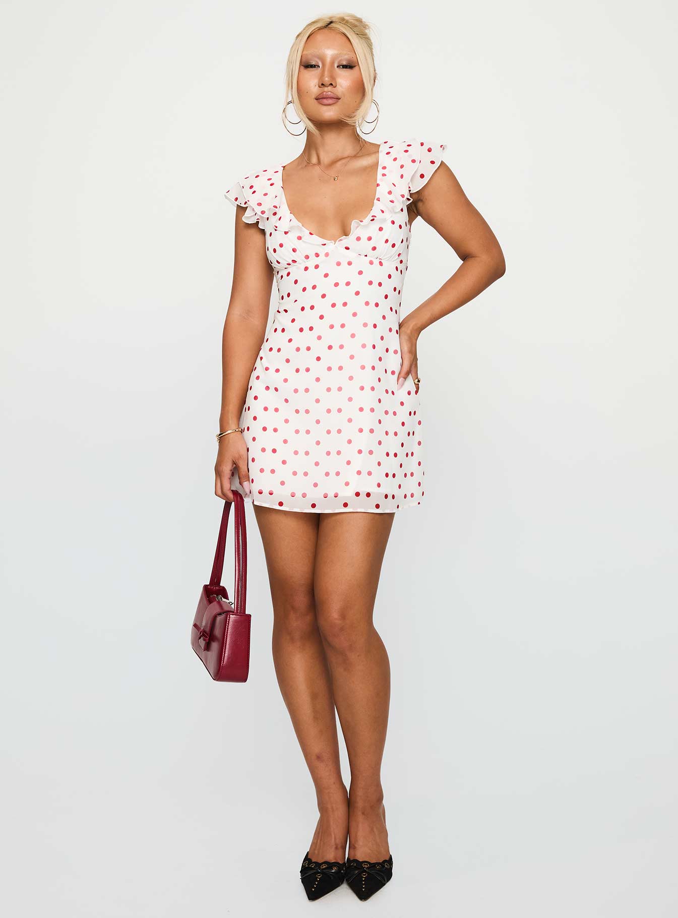 I Guess So Mini Dress White / Burgundy Petite - Image 3