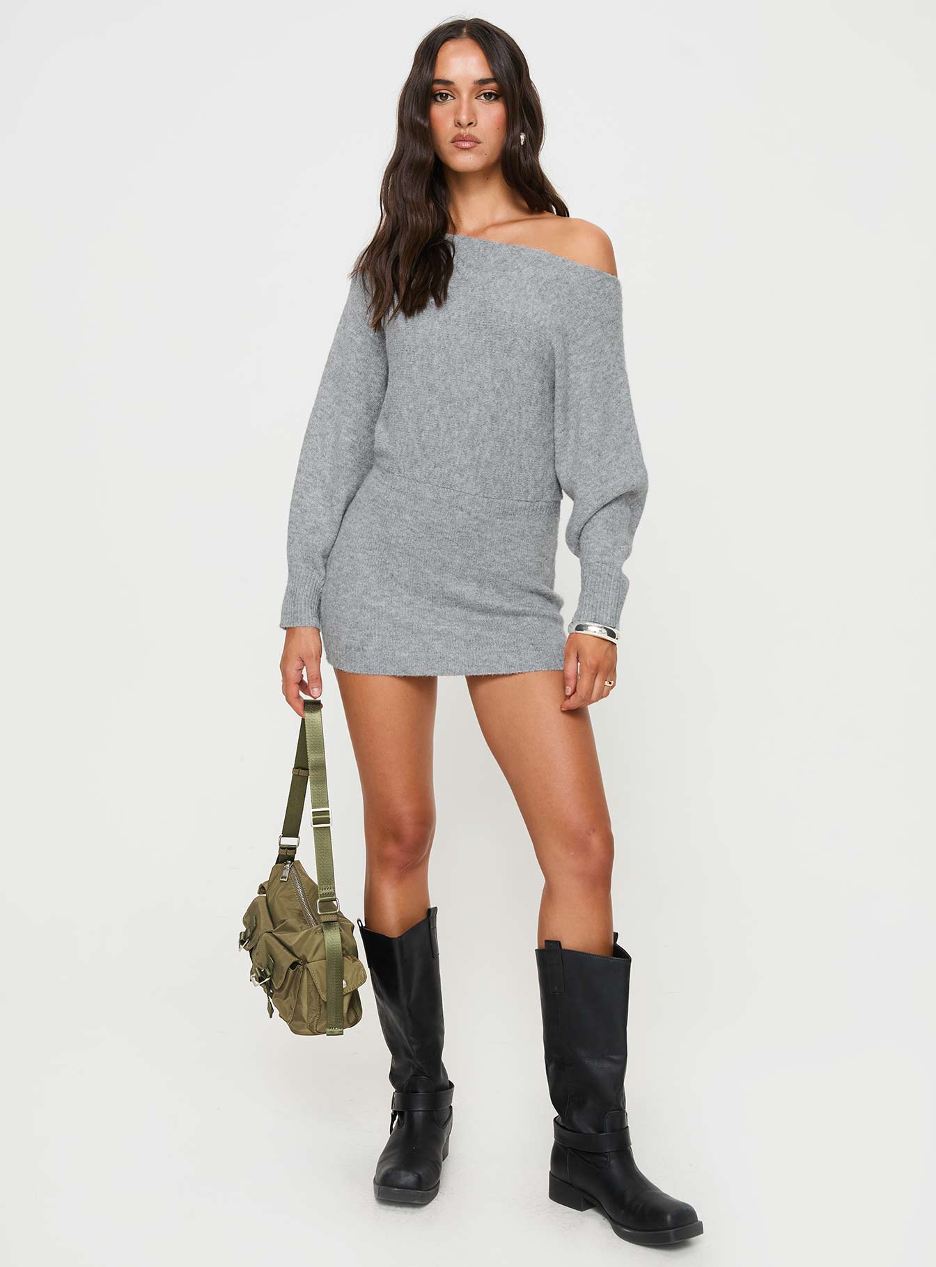 Peregrine Cold Shoulder Mini Dress Grey - Image 2