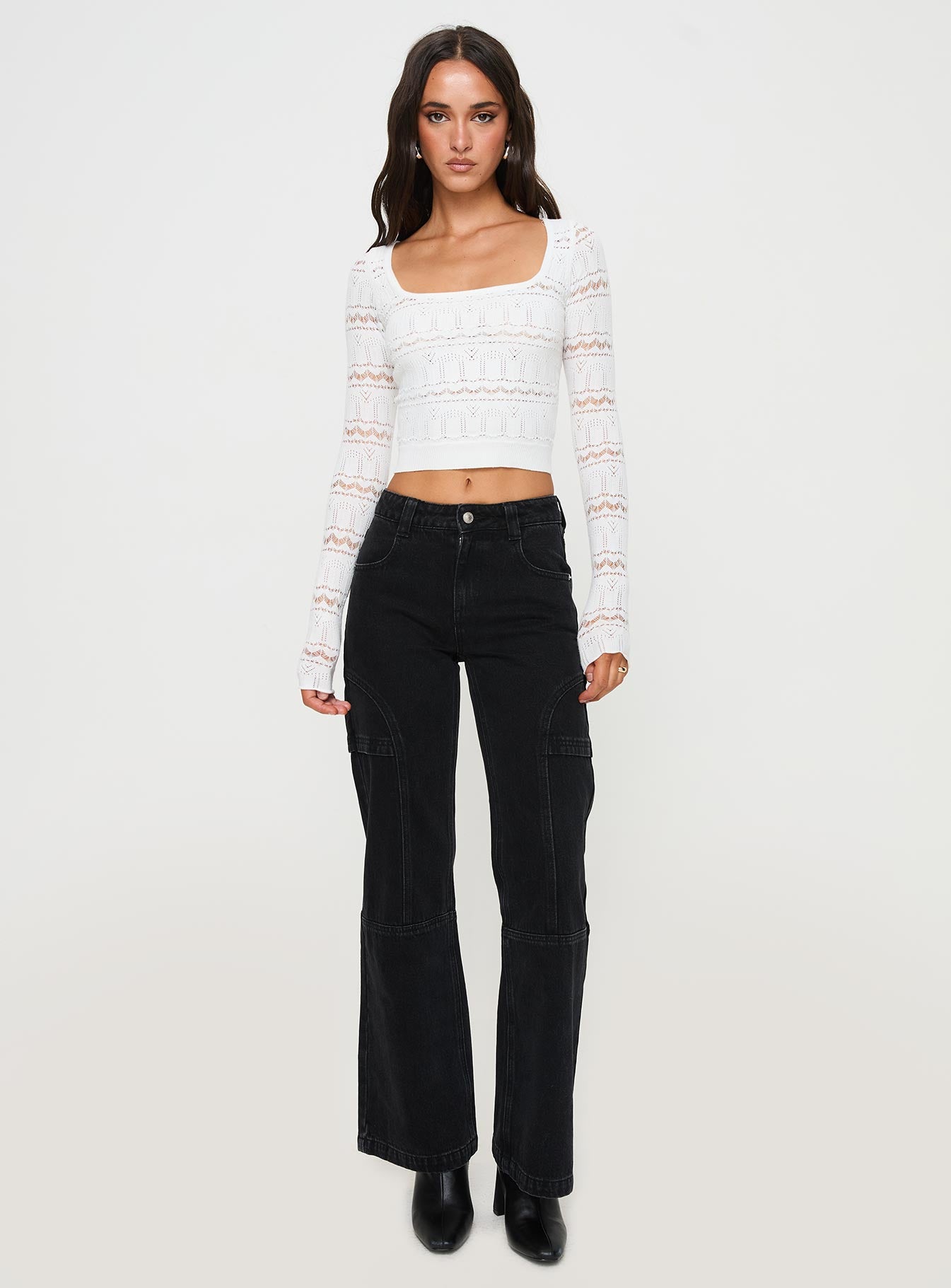 Valor Long Sleeve Knit Top White - Image 3