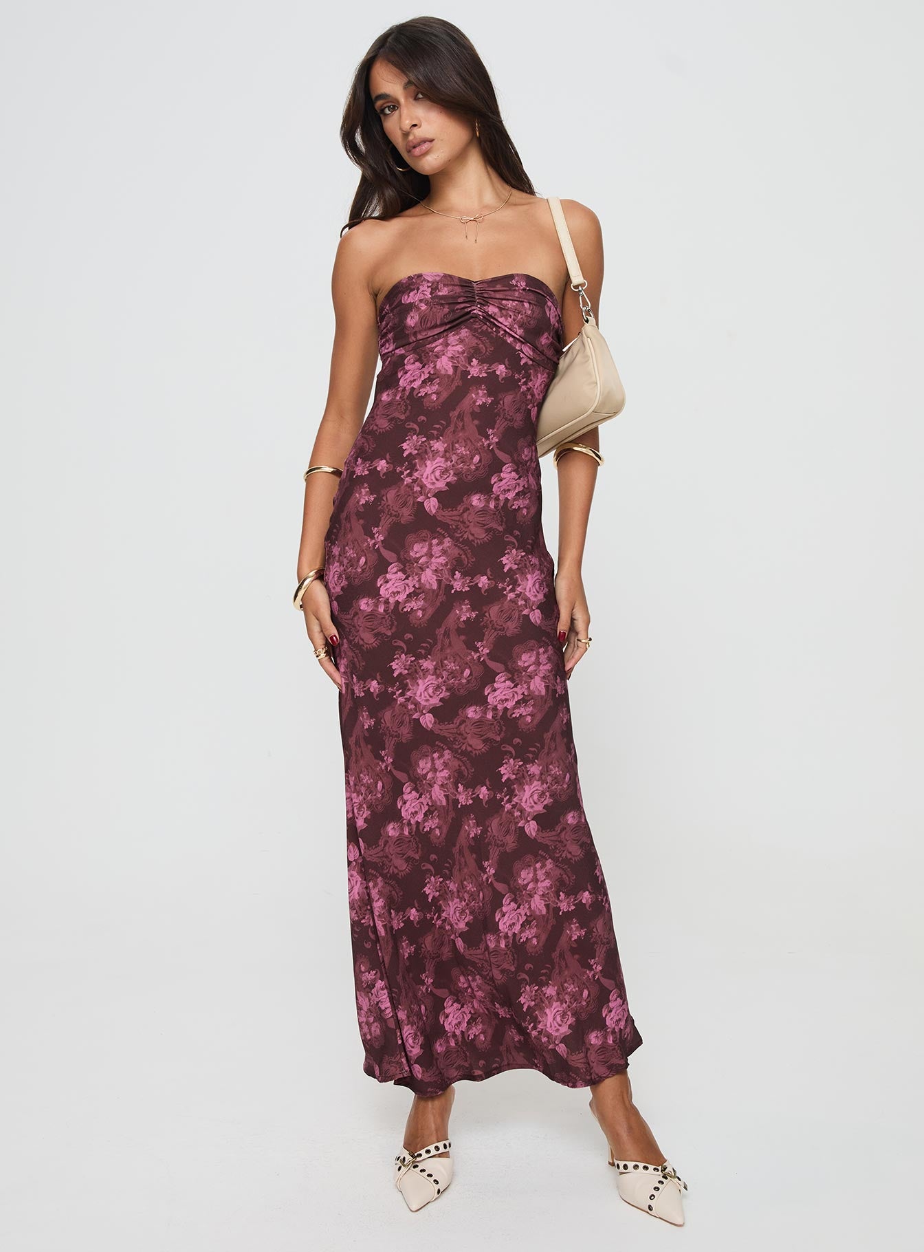 Abeila Strapless Maxi Dress Burgundy - Image 2