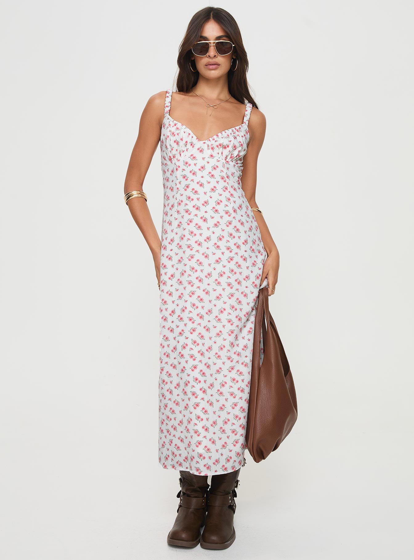Georgia Midi Dress White / Pink Floral - Image 3