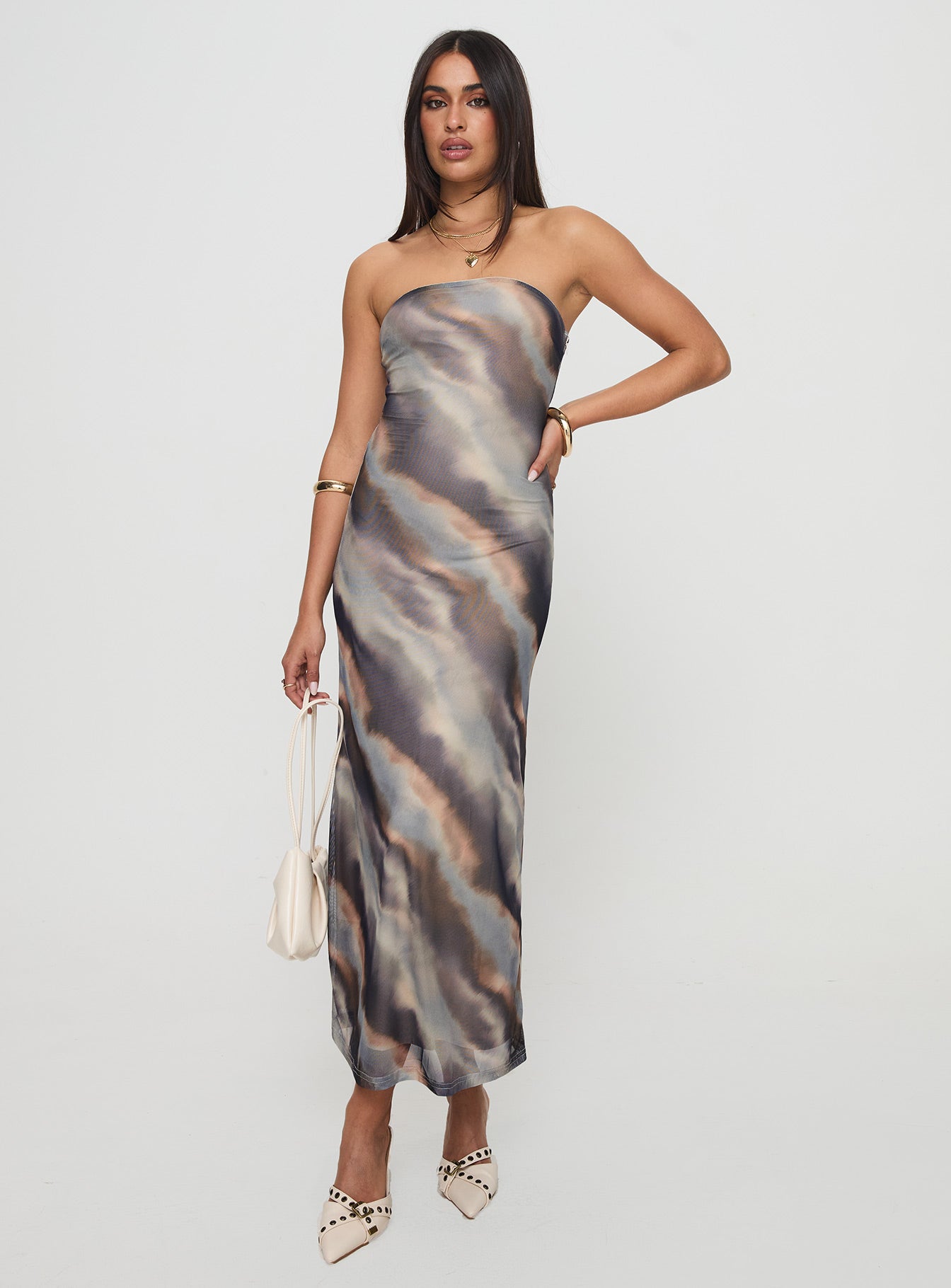 Pinacle Strapless Maxi Dress Brown - Image 2