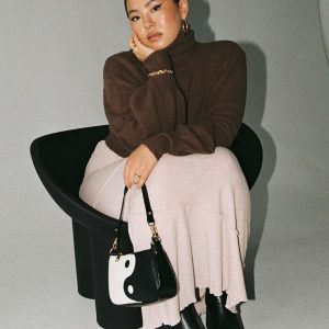 Zahara Cropped Turtleneck Sweater Brown Curve