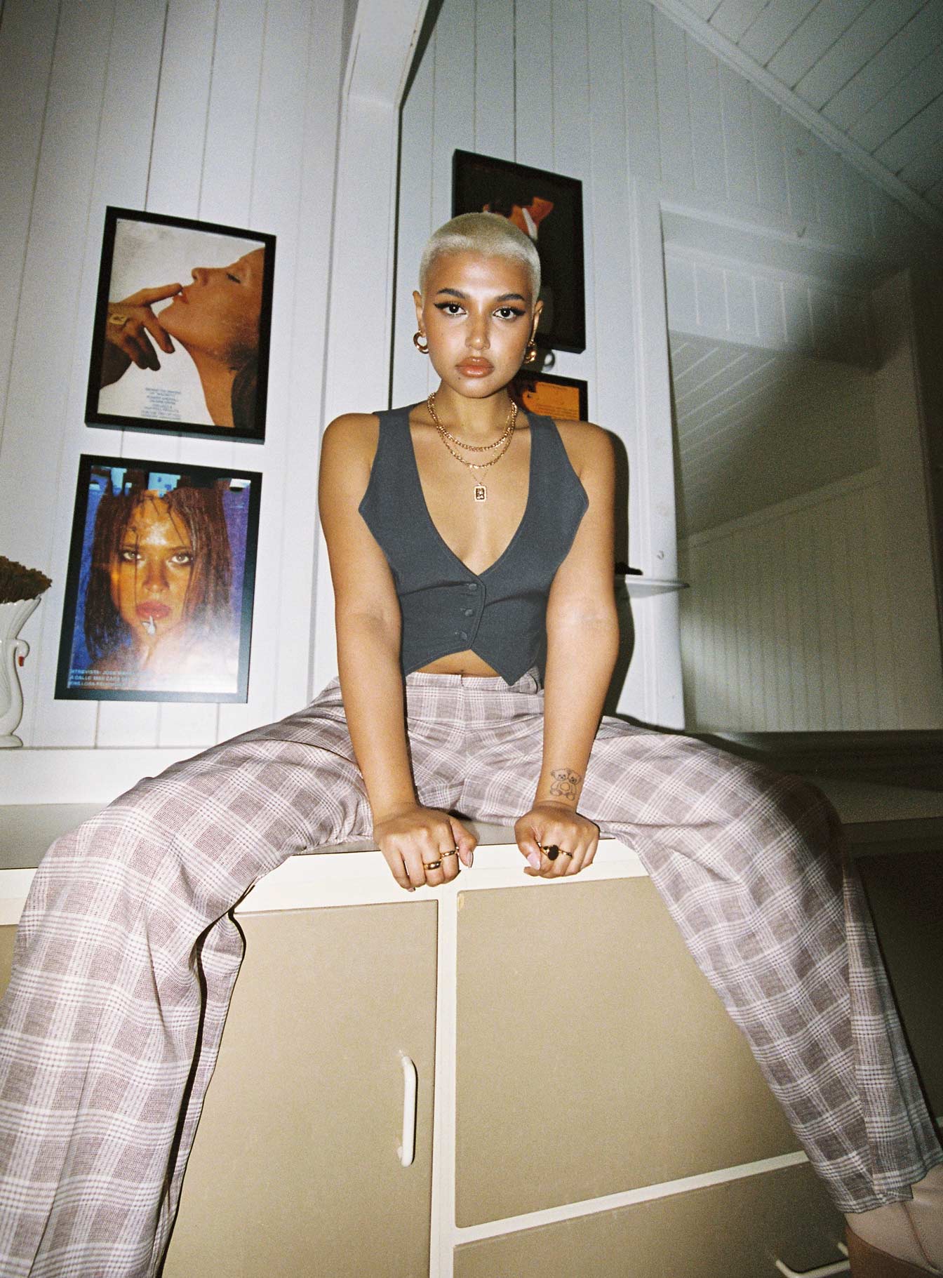 Mulholland Pants Beige Plaid - Image 7