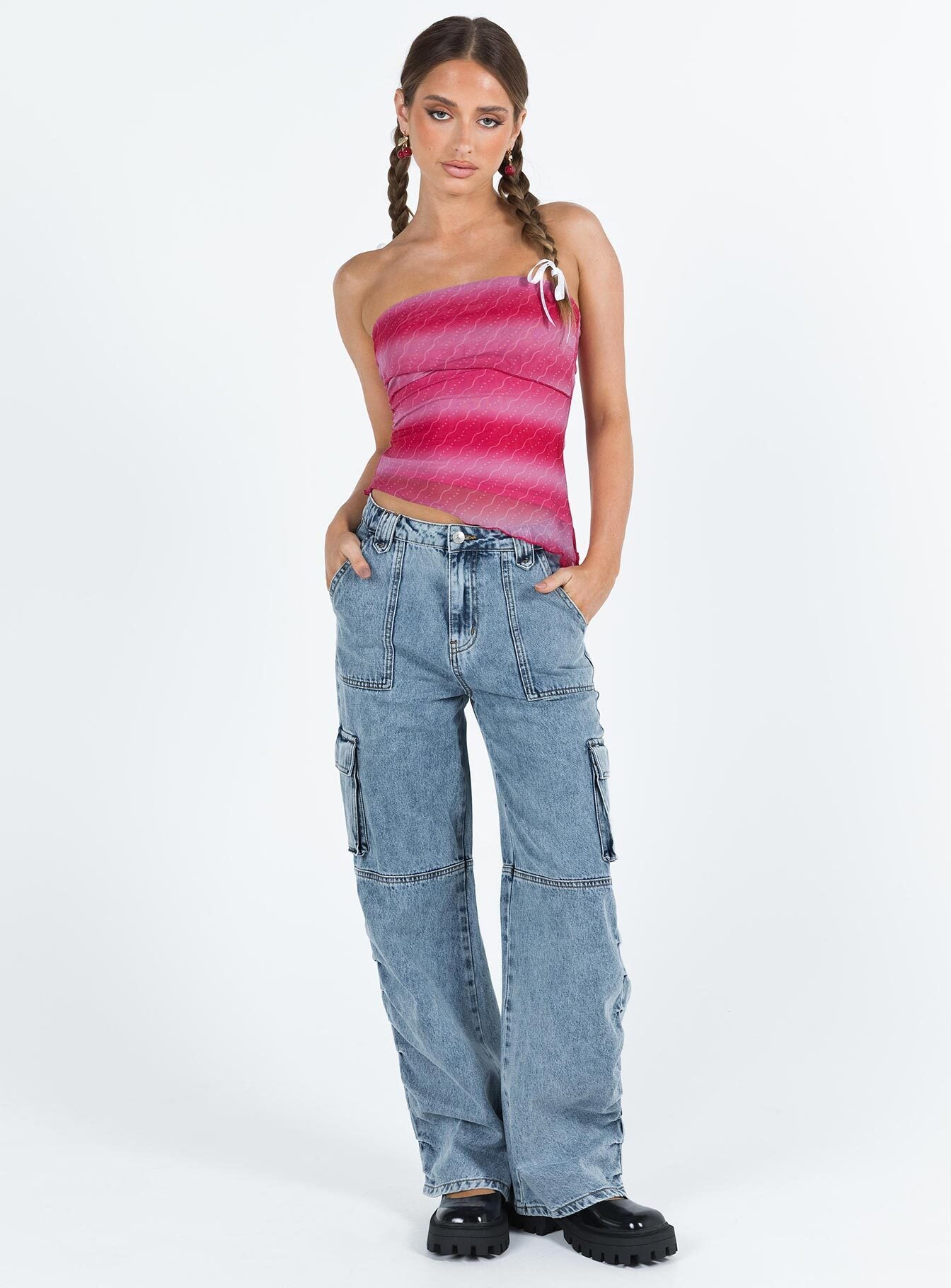 Vandana Cargo Jeans Mid Wash Denim - Image 3