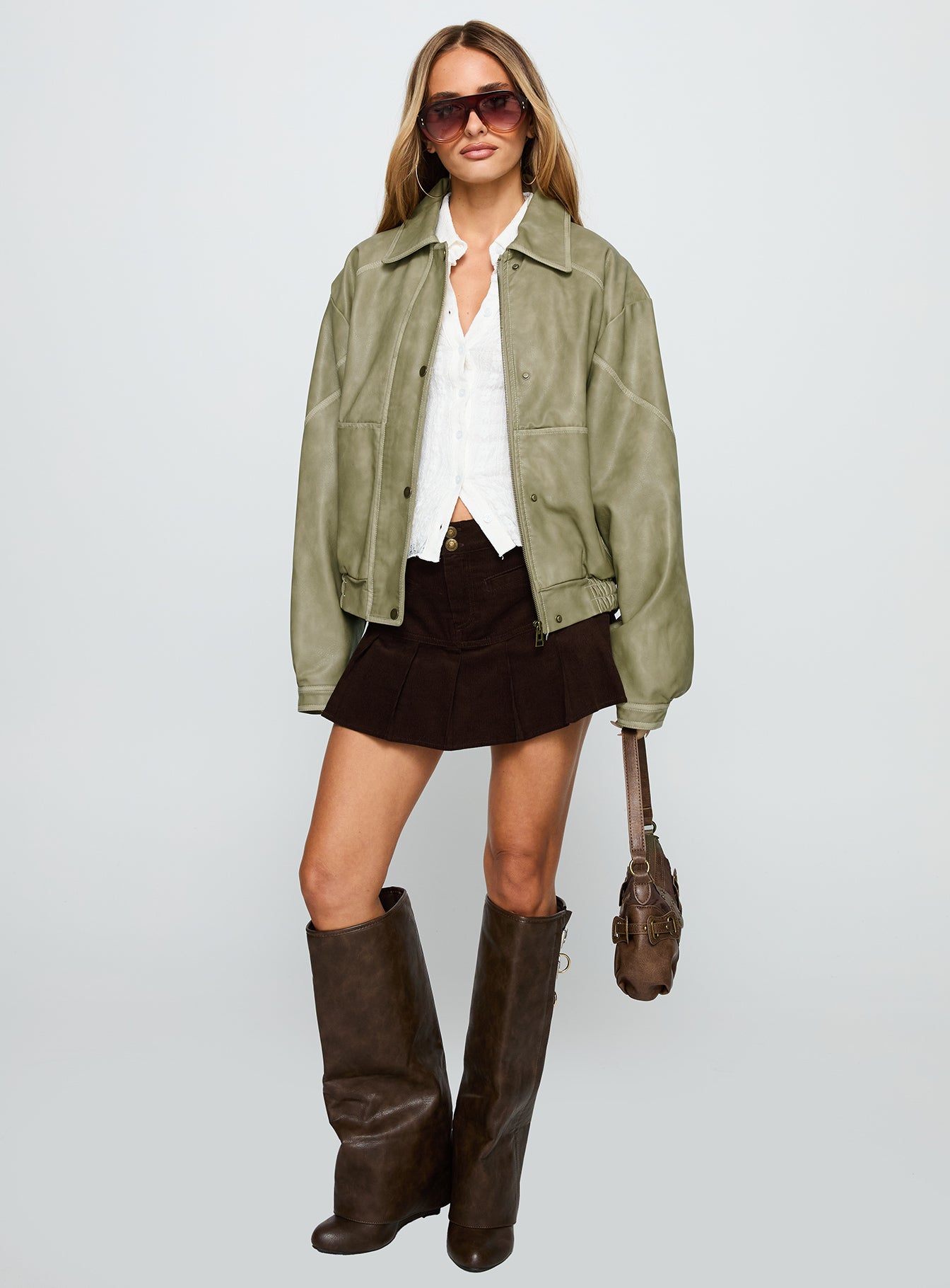 Jaxton Faux Leather Jacket Taupe - Image 3