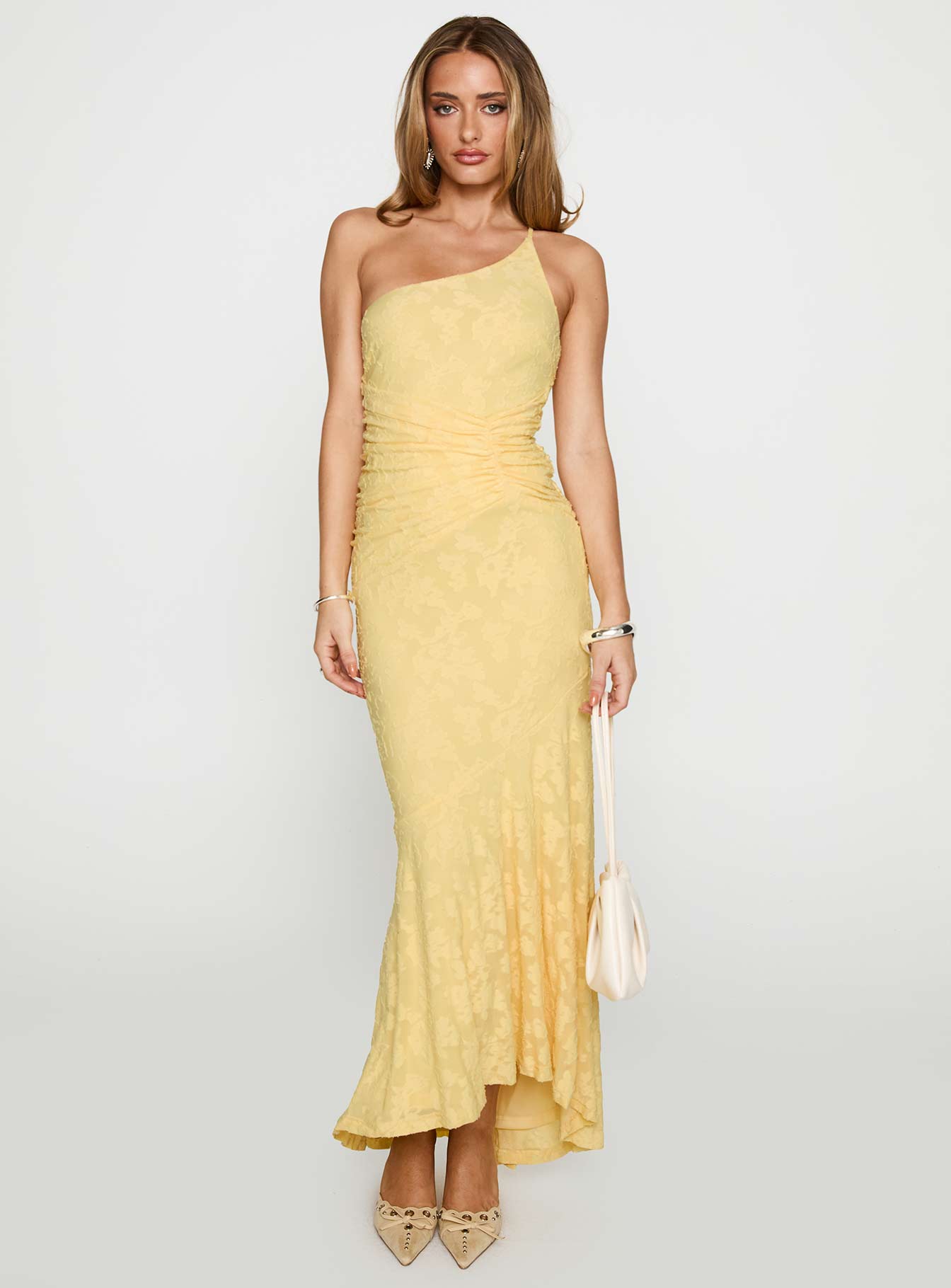 Starlights One Shoulder Maxi Dress Lemon - Image 2