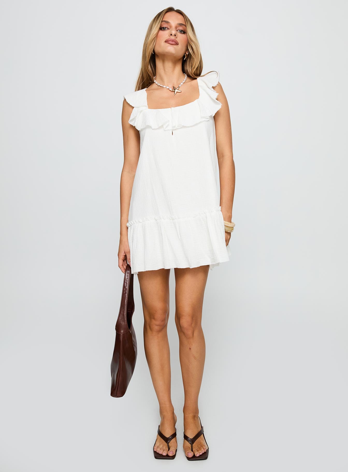 Alicen Frill Mini Dress White - Image 3