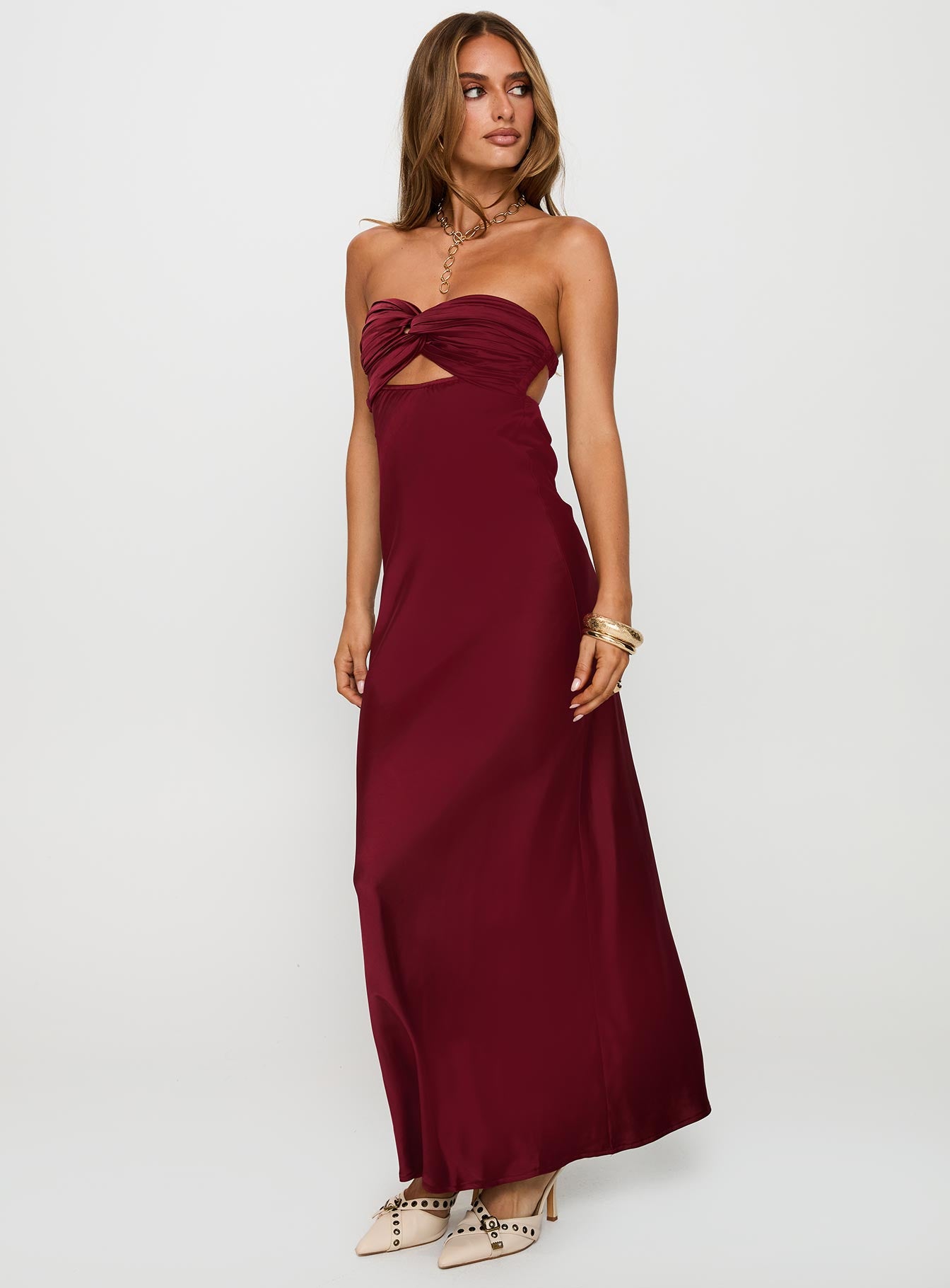 Faviola Strapless Maxi Dress Burgundy - Image 3