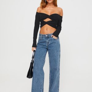 Jankins Low Rise Straight Leg Jeans Mid Wash