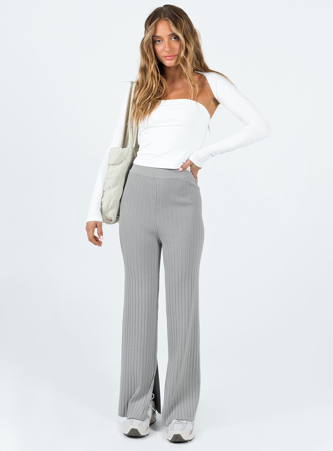 Allen Ribbed Pants Grey - Image 3