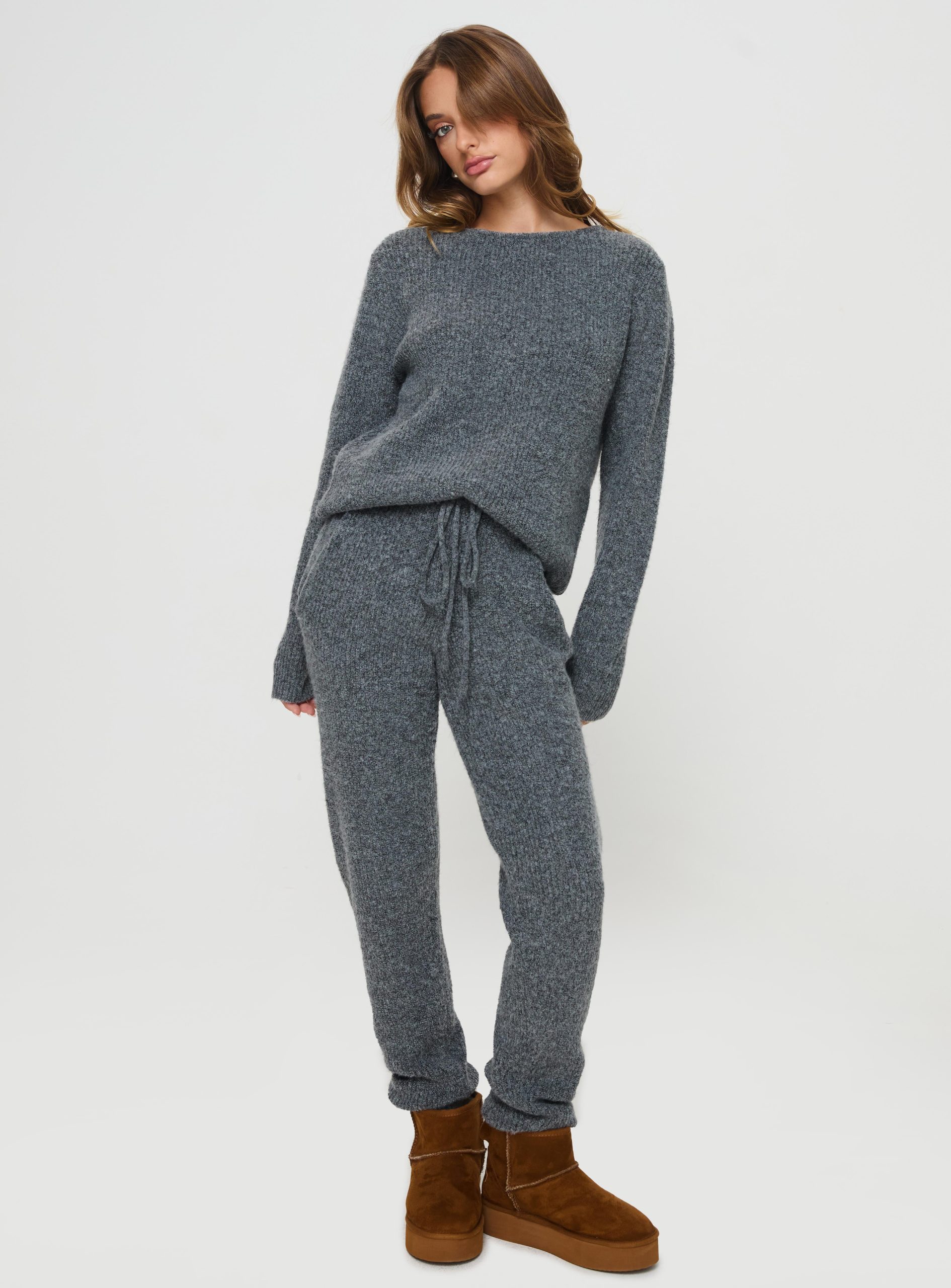Abrams Rib Knit Pants Charcoal Marle - Image 3