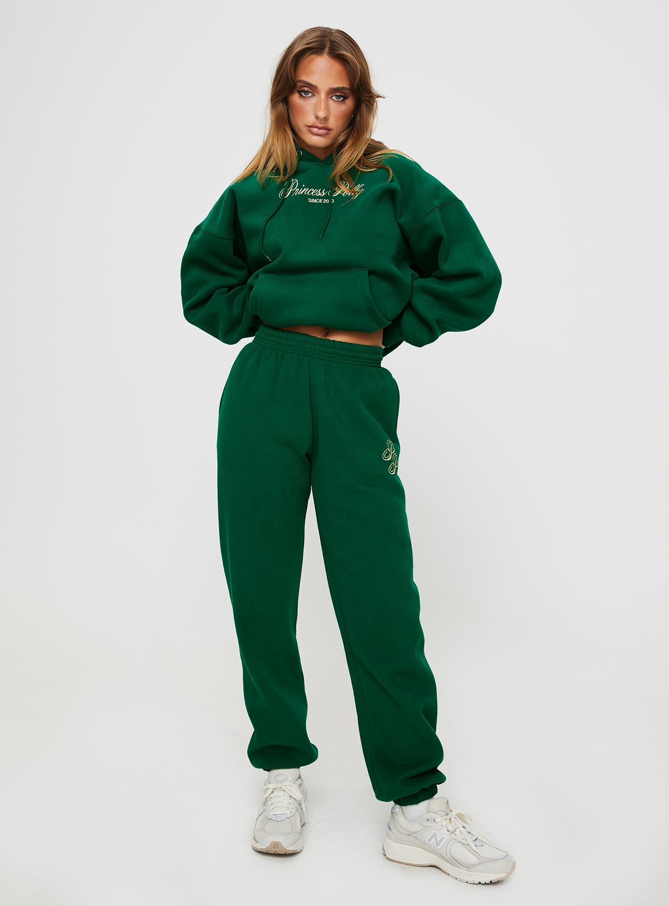 Princess Polly Track Pants Script Green / Ivory - Image 3