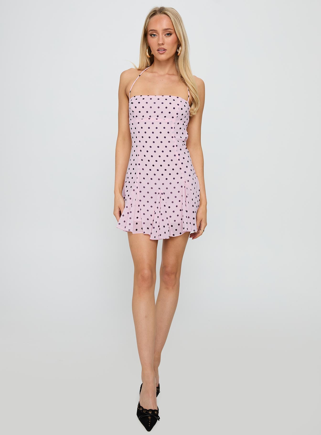 Delamere Mini Dress Pink / Black Polka - Image 3