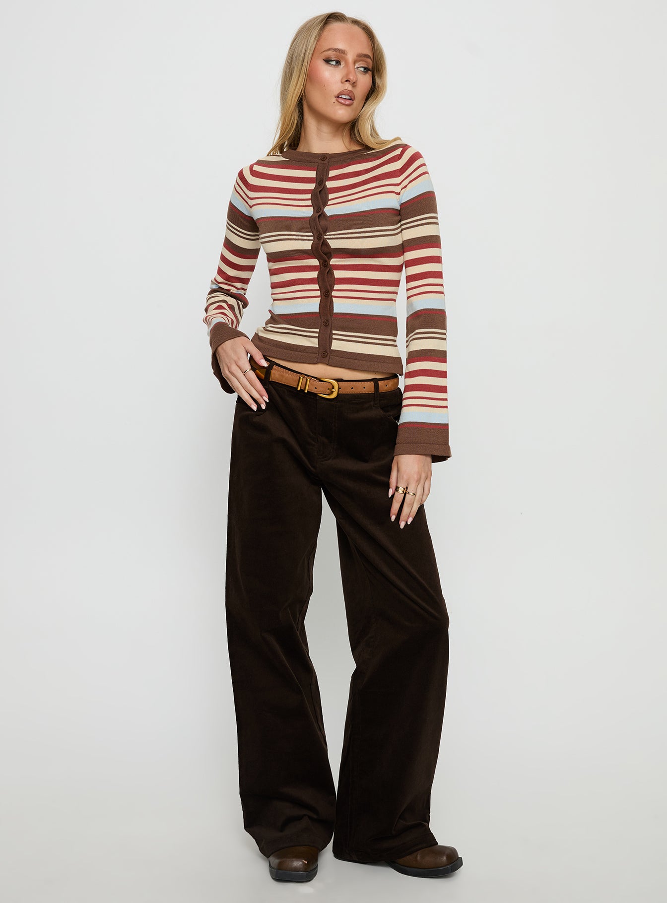 Kenza Wide Leg Corduroy Pant Brown - Image 3
