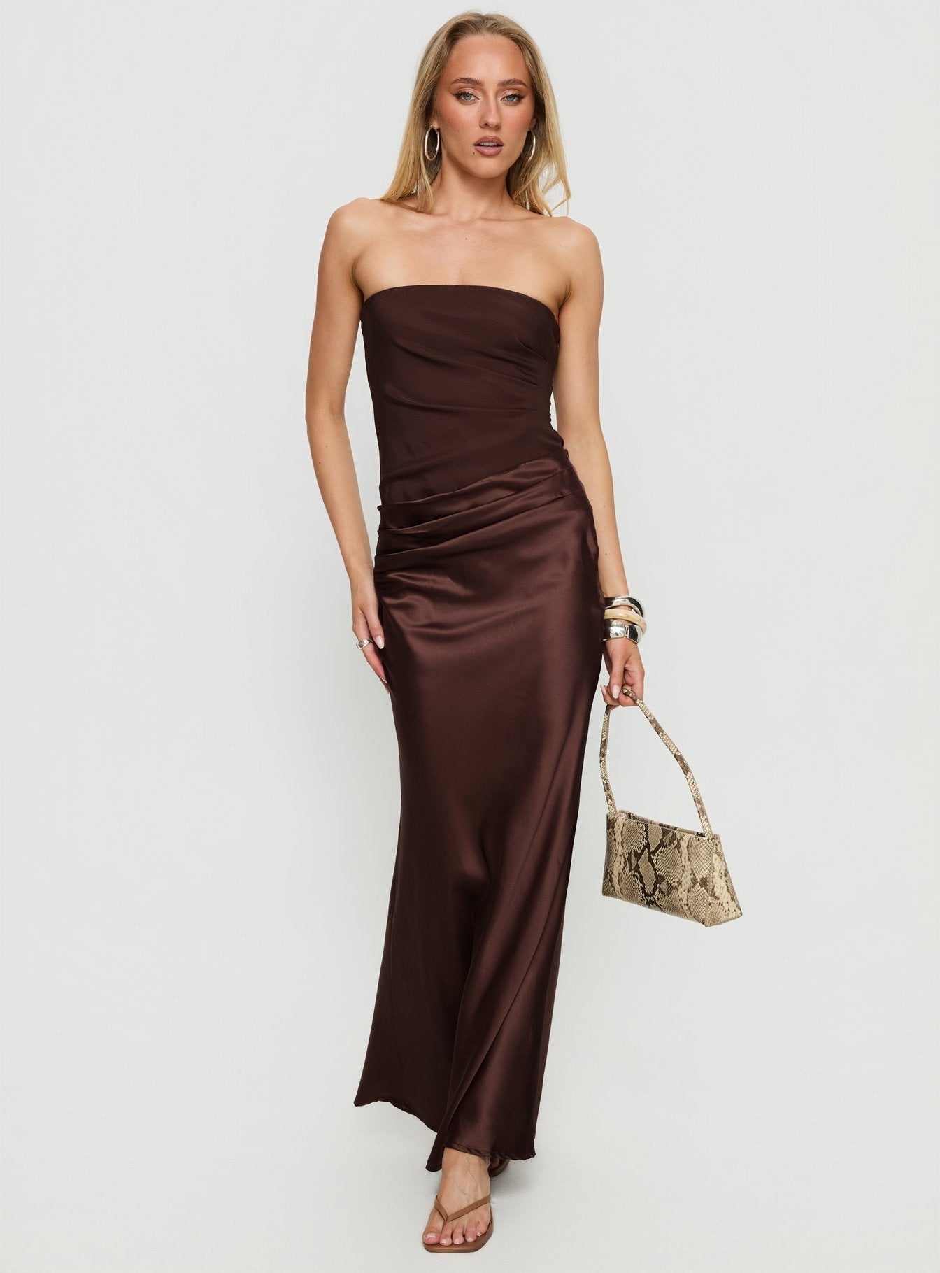 Lulita Strapless Maxi Dress Brown - Image 3