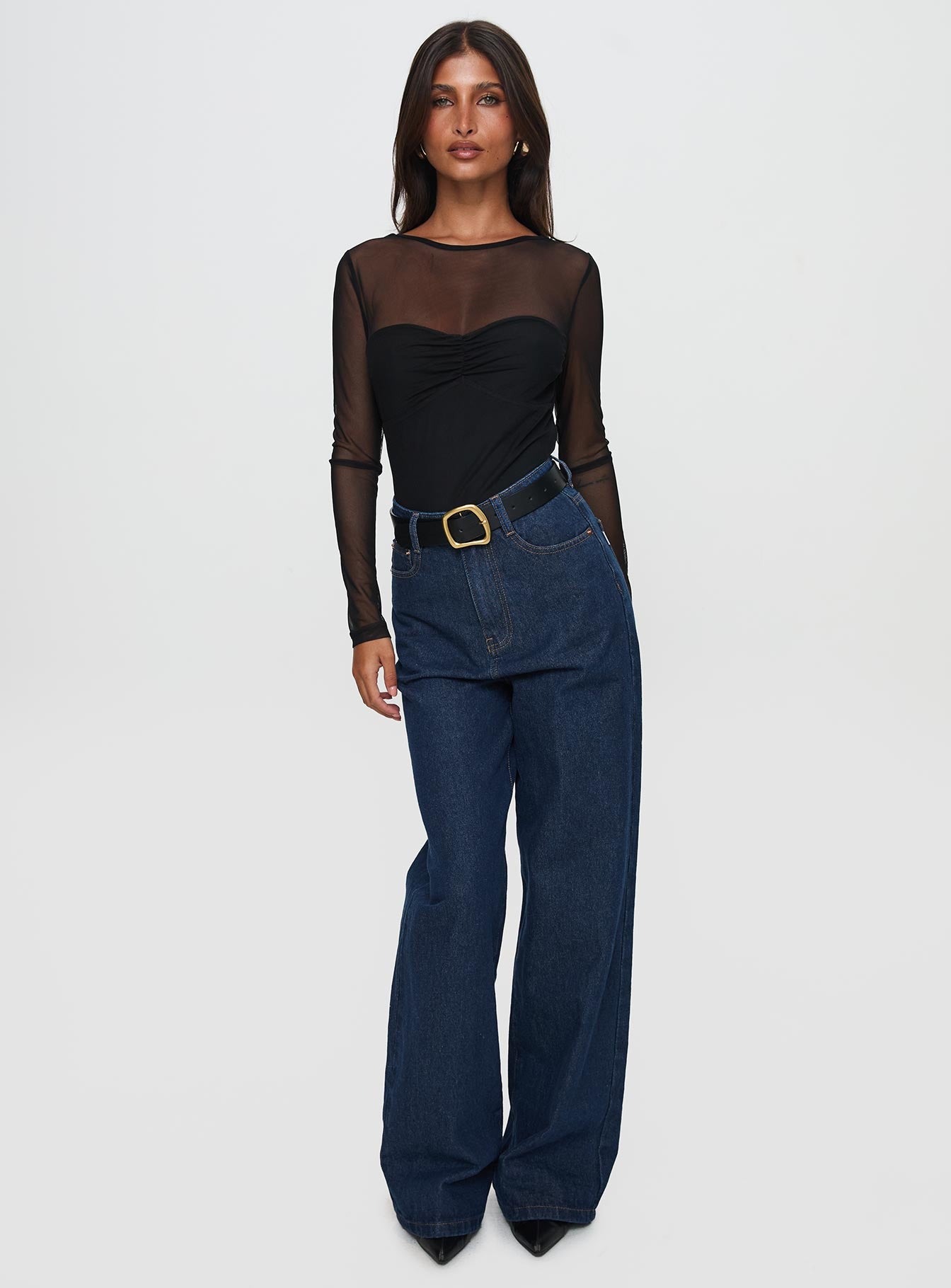Nicolo High Rise Straight Leg Jeans Mid Raw Denim - Image 2