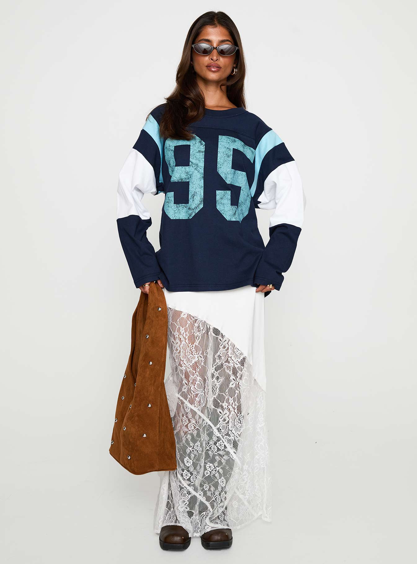 Collegiate Queen Long Sleeved Top Navy - Image 3