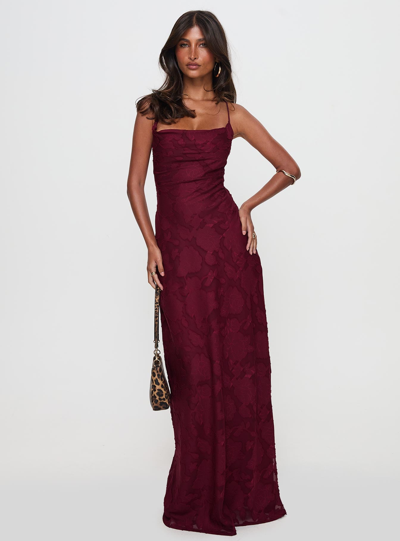 Celena Maxi Dress Burgundy Burnout Petite - Image 2