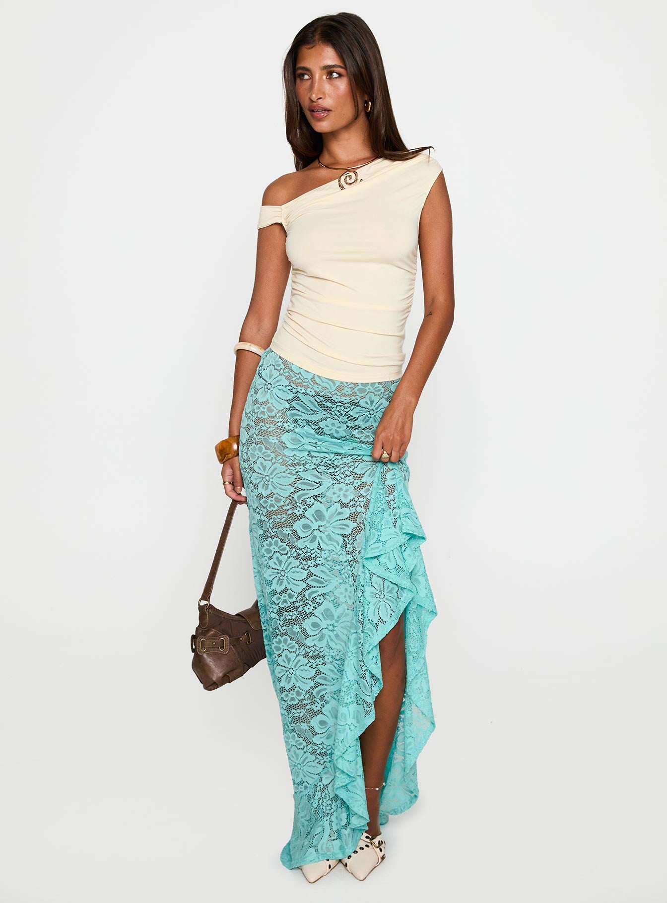 Bluemoon Lace Maxi Skirt Blue - Image 3