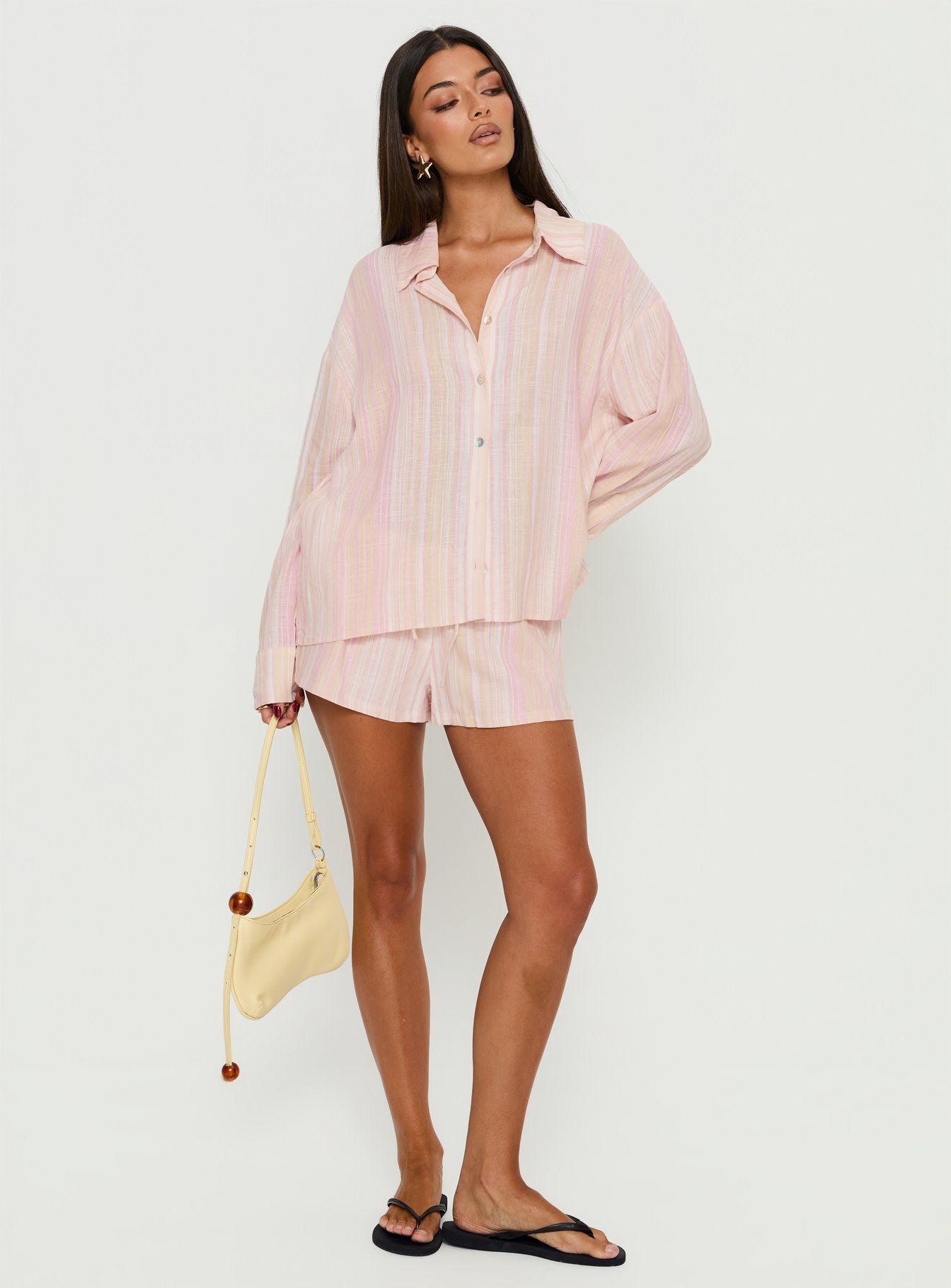 Opheliah Drawstring Shorts Pink Stripe - Image 2