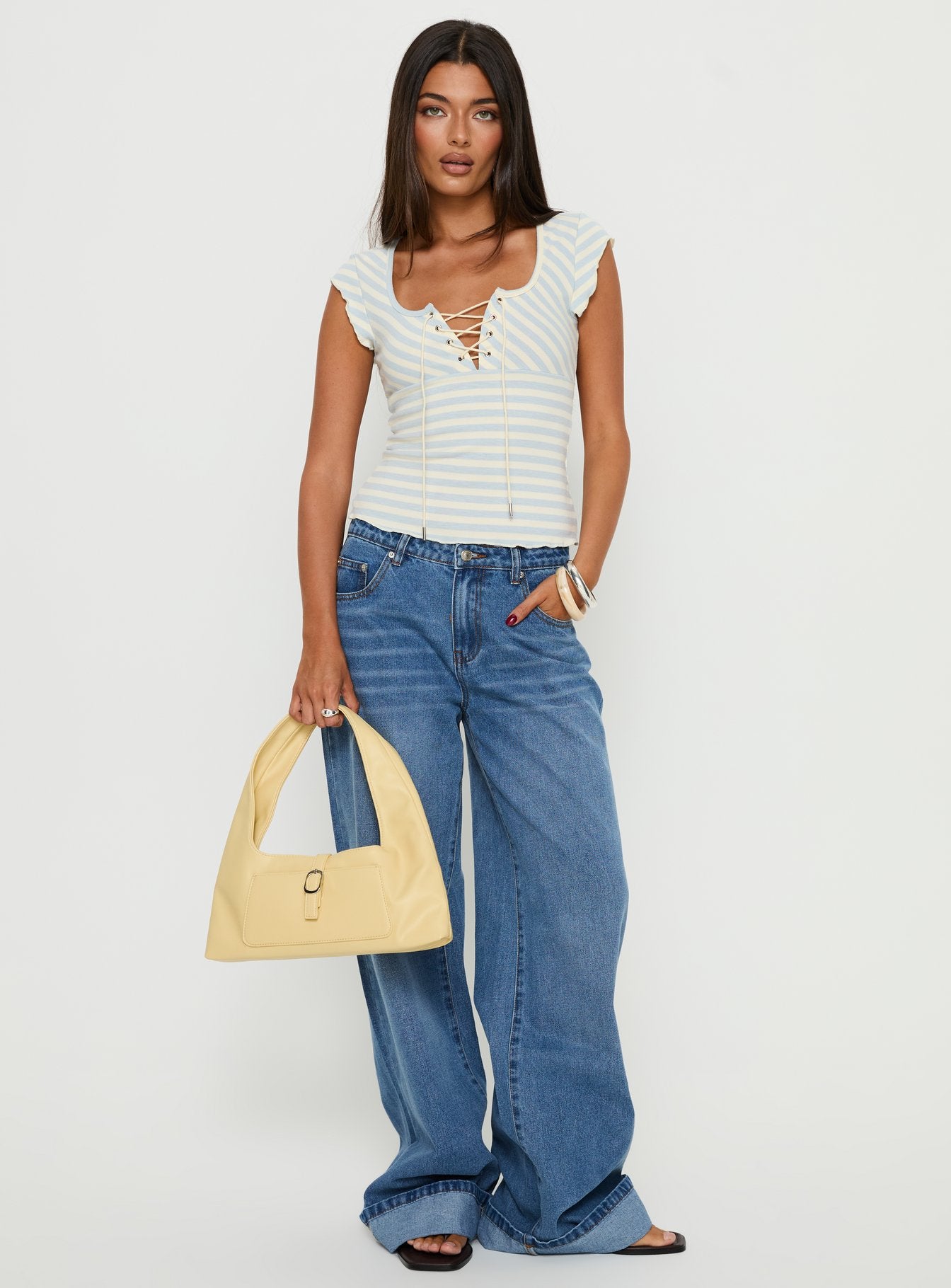 Jacobie Mid Rise Wide Leg Jeans Mid Blue Wash - Image 3