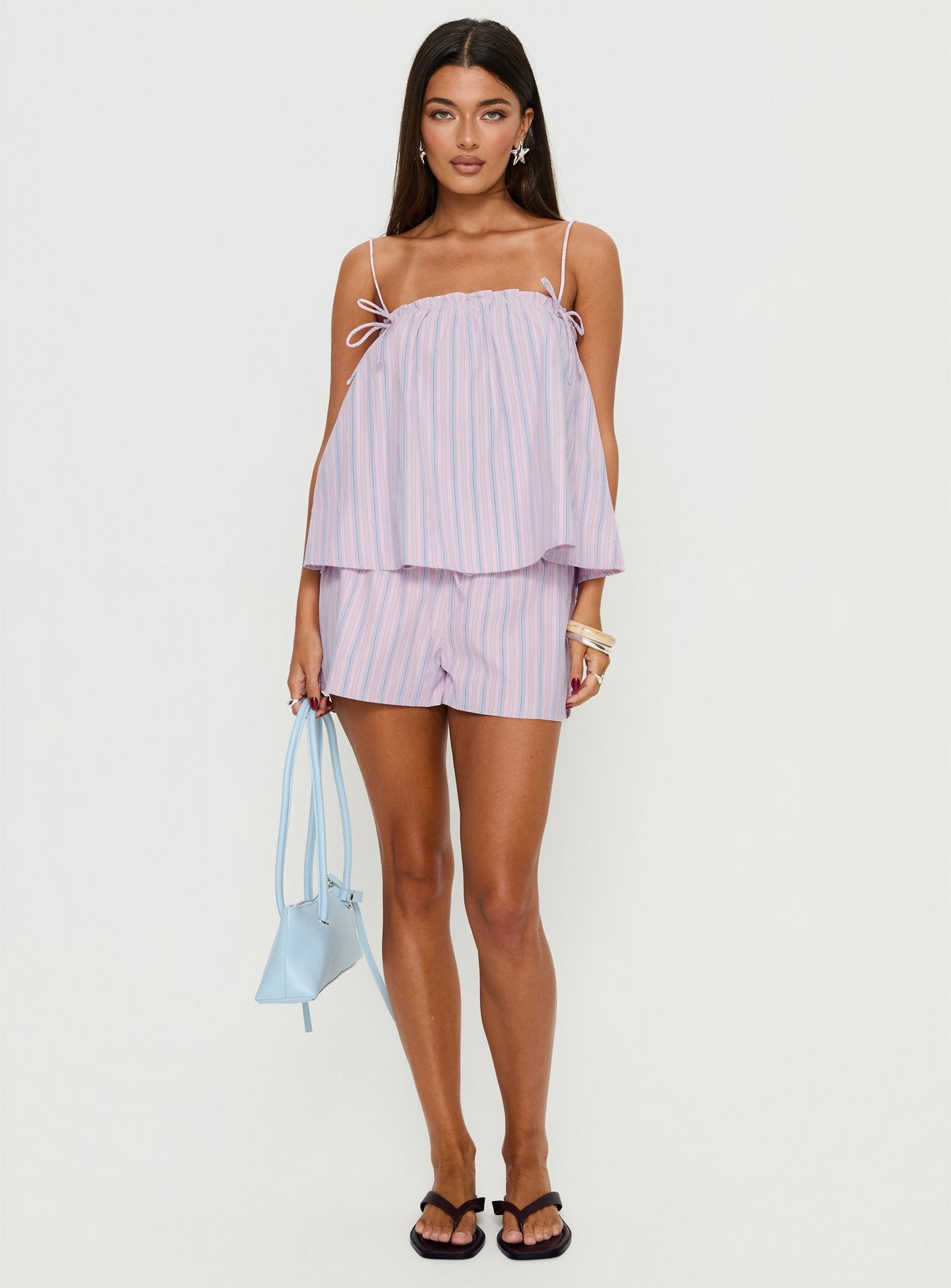Pepita Drawstring Shorts Pink Stripe - Image 3