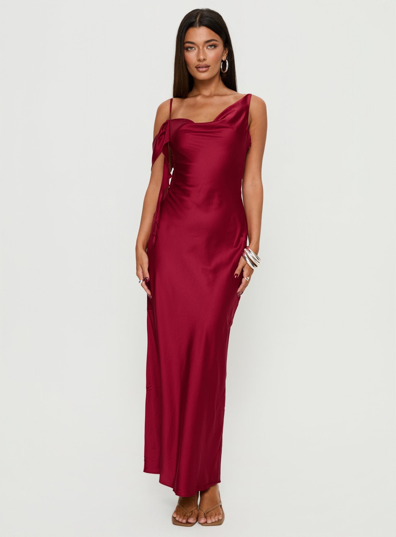 Silah Cowl Neck Maxi Dress Red - Image 2