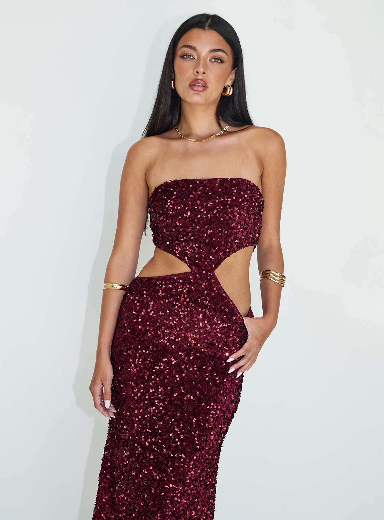 Regalia Strapless Maxi Dress Burgundy - Image 2