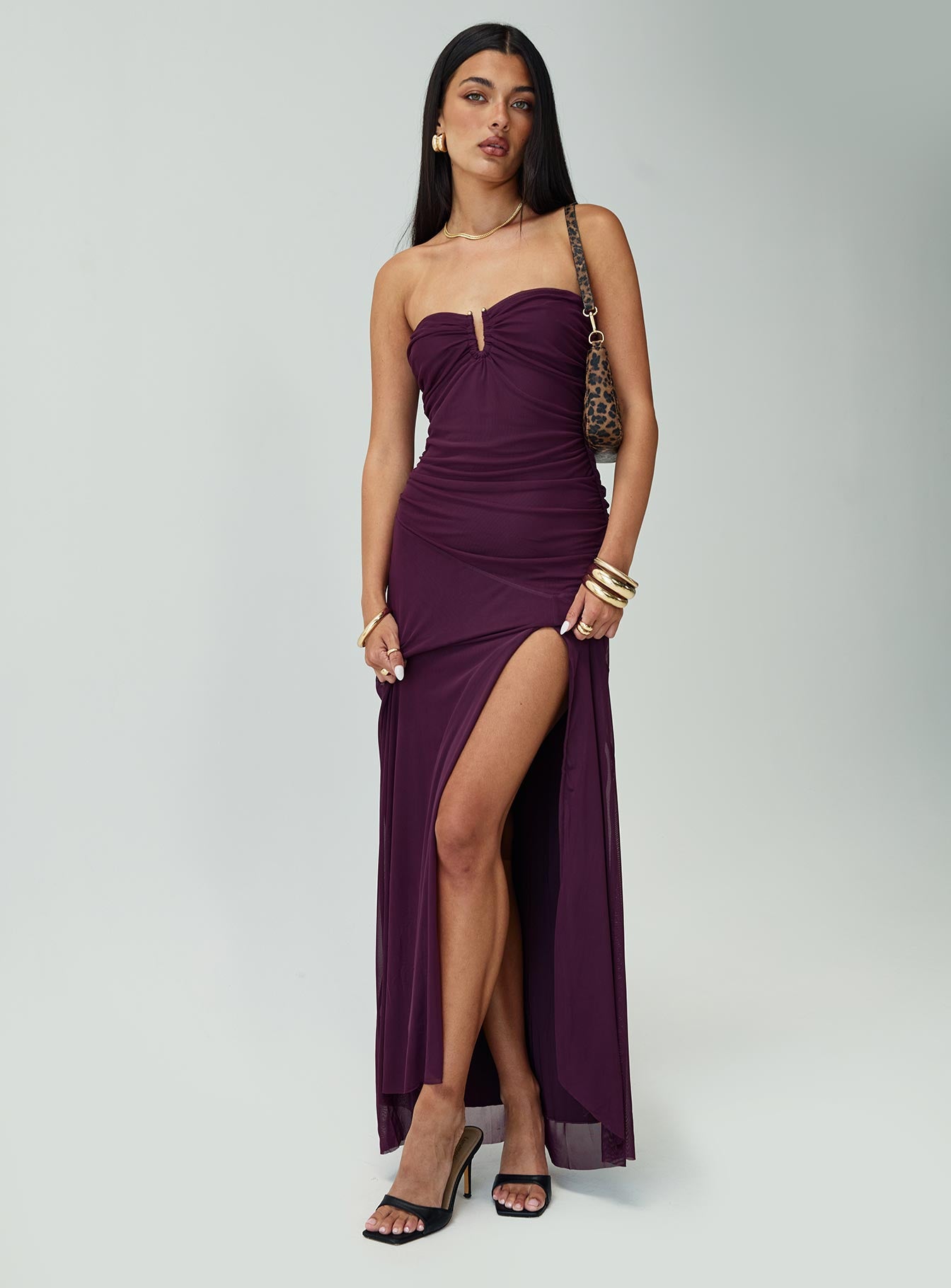 Barbarella Strapless Maxi Dress Purple - Image 2
