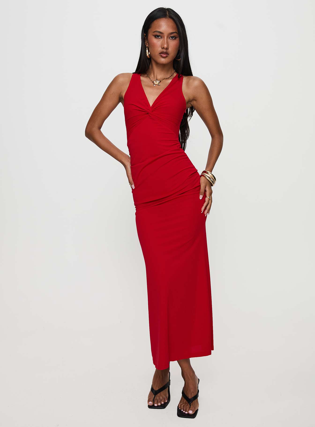 Mesmerise Halter Maxi Dress Red - Image 2