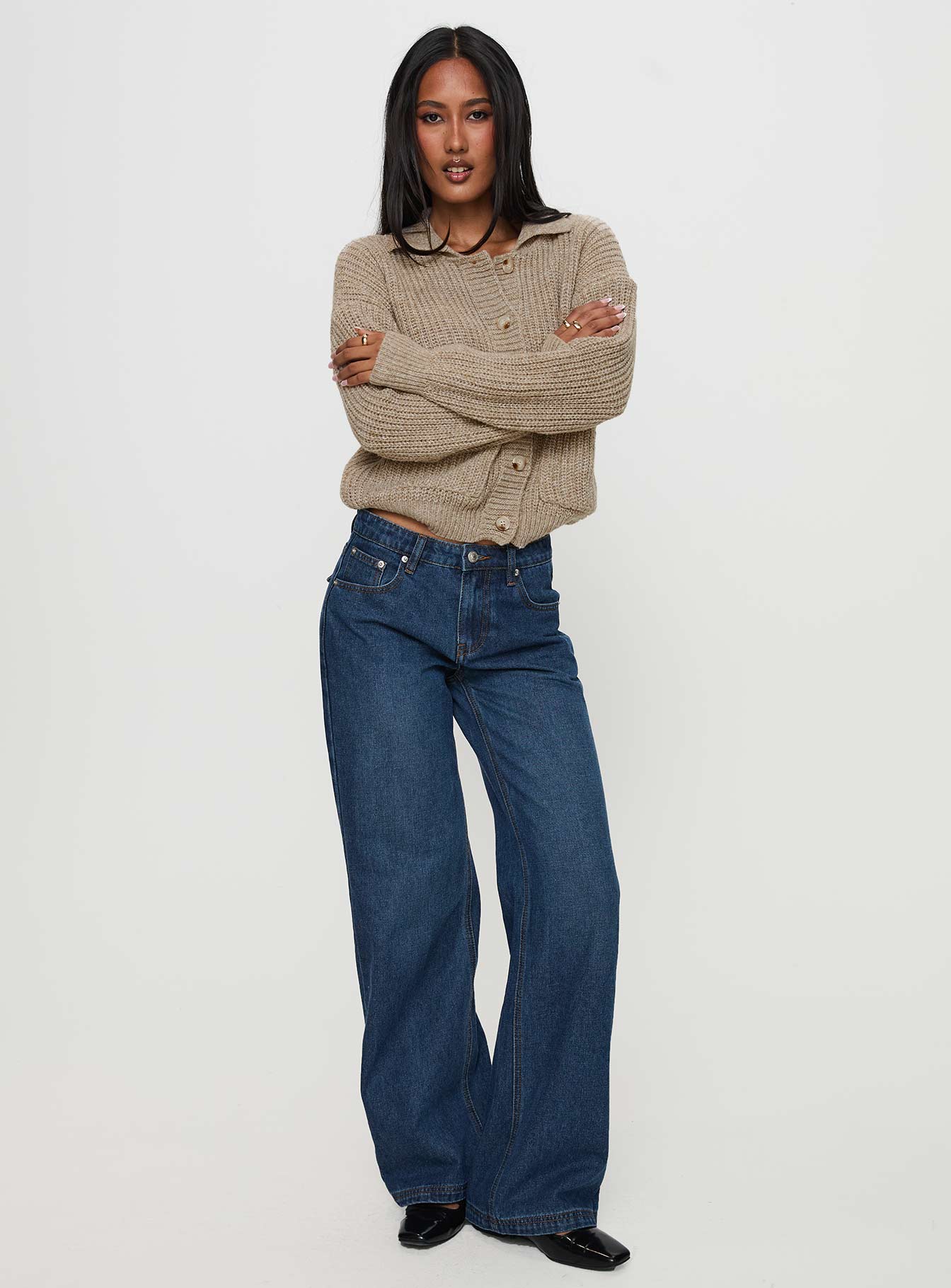 Darcel Button Up Knit Cardigan Mocha - Image 3