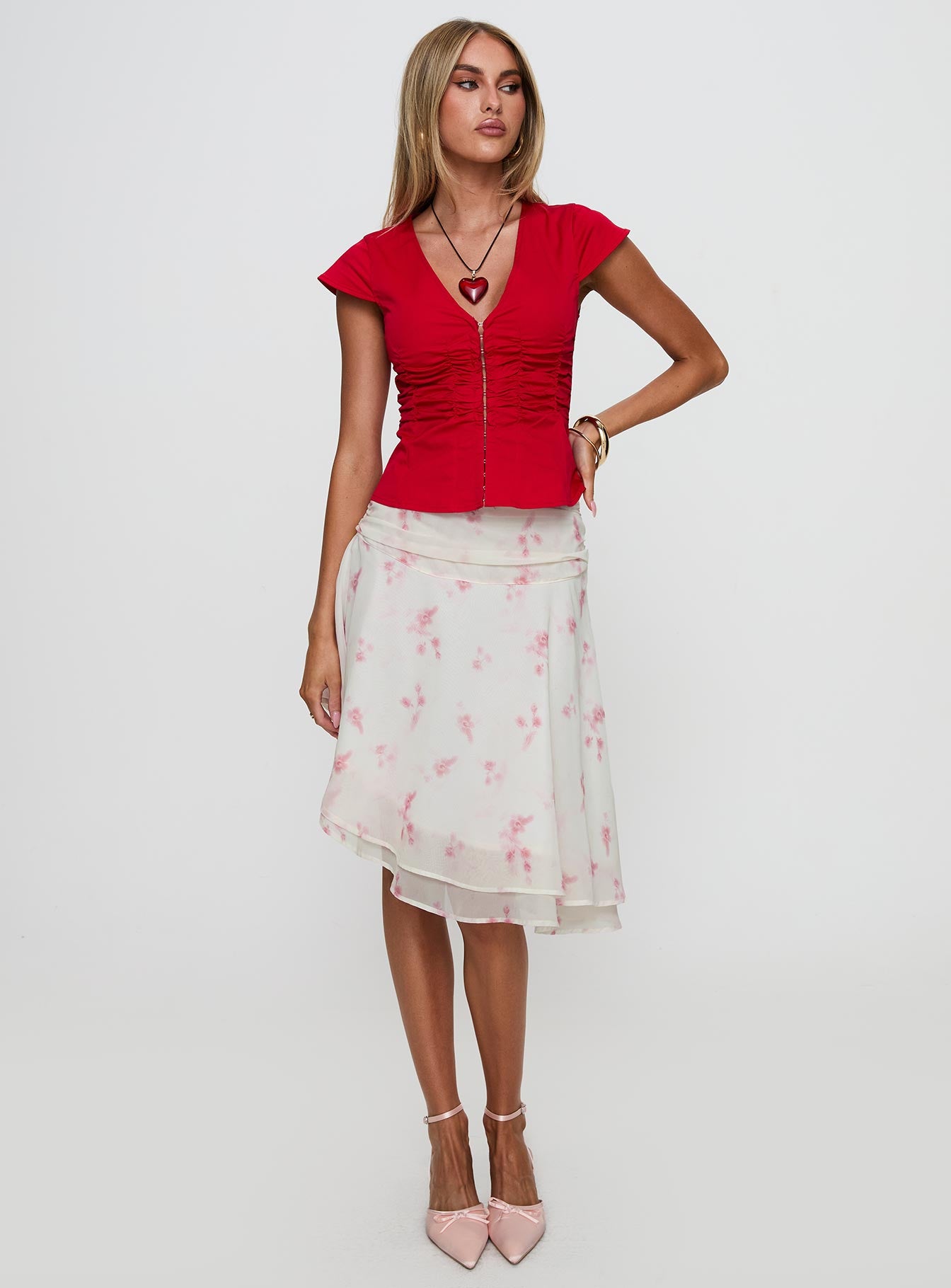 Charisse Asymmetrical Midi Skirt Floral - Image 3