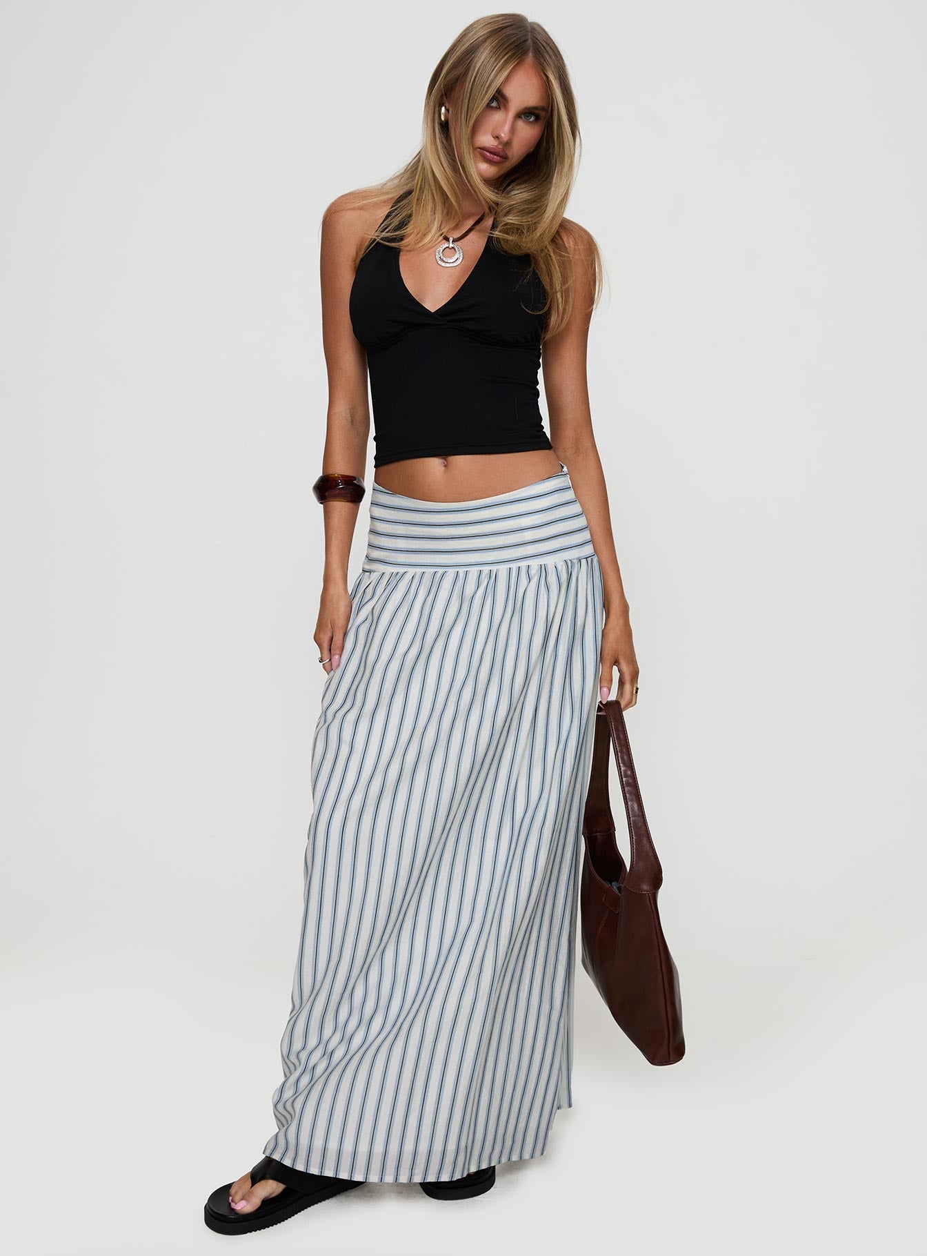 Find Your Love Flowy Maxi Skirt White - Image 3
