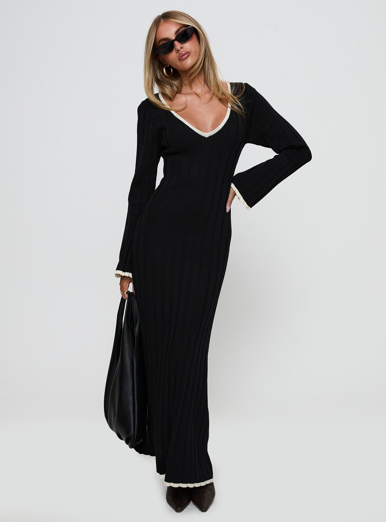 Claira Long Sleeve Maxi Dress Black - Image 3