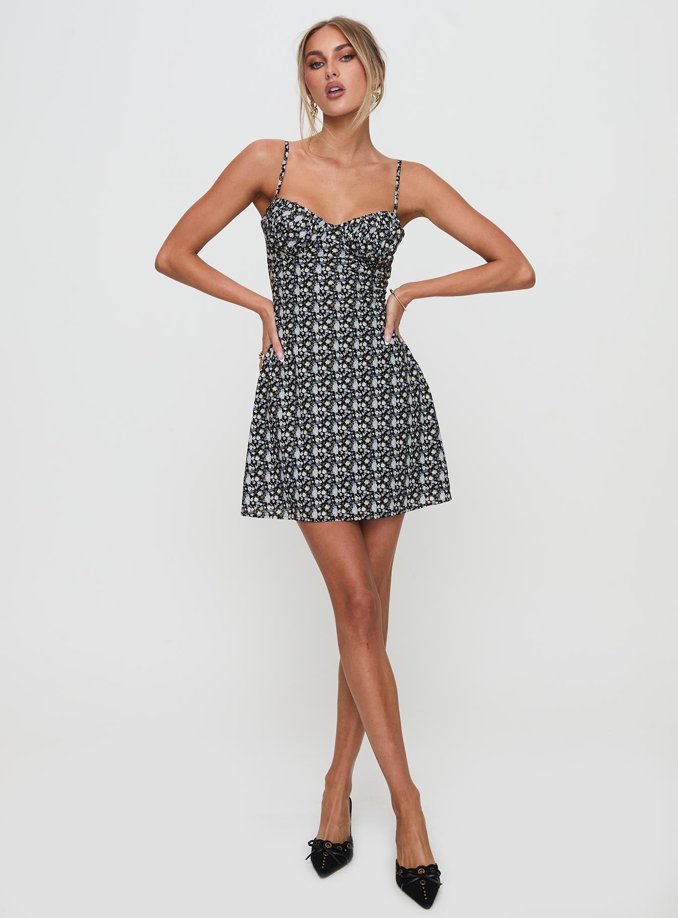 Draven Mini Dress Black Multi - Image 3