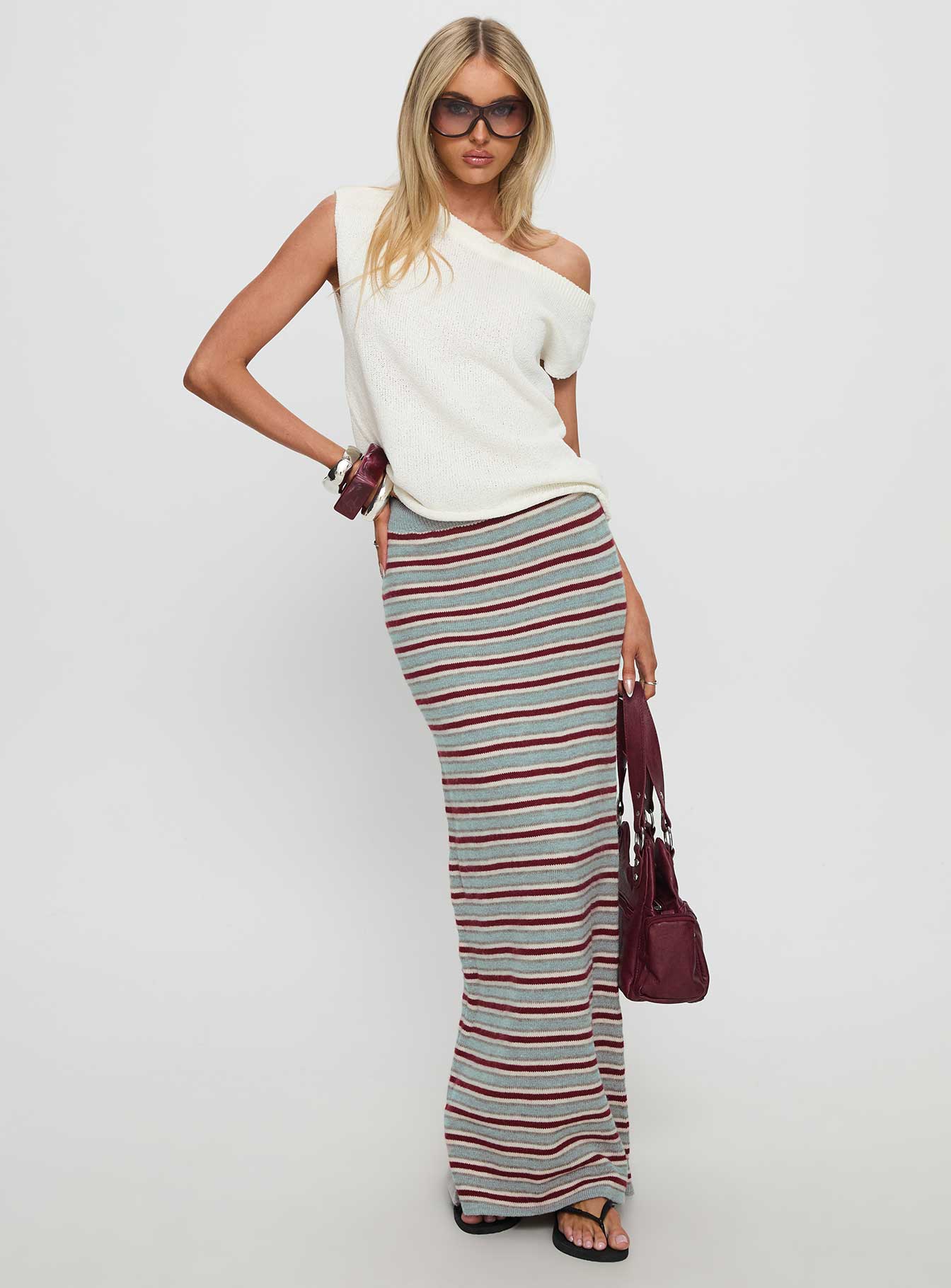On Air Knit Maxi Skirt Multi Stripe - Image 2