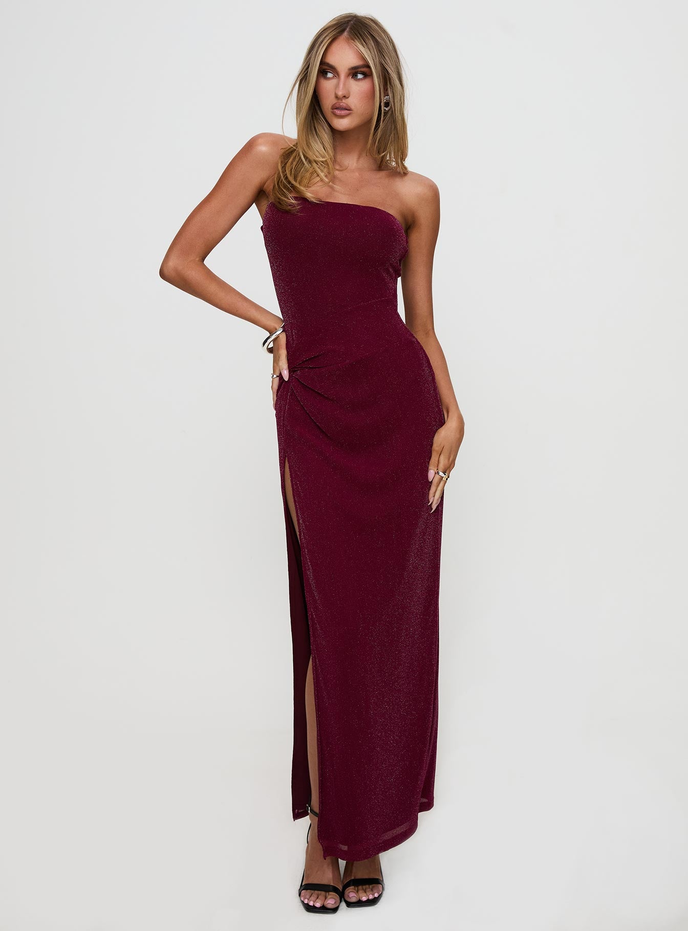 Jeniva Straplesss Maxi Dress Plum - Image 2