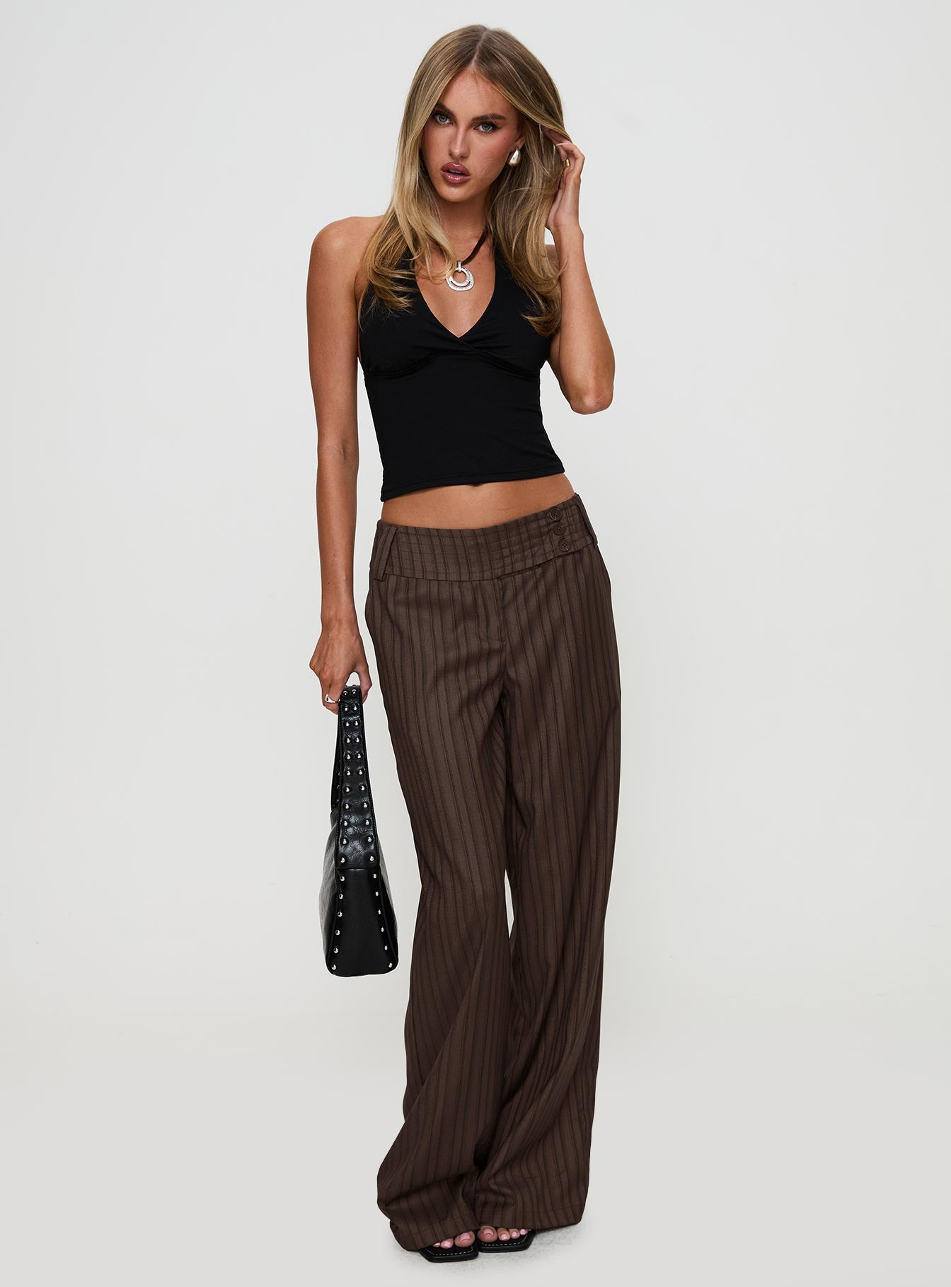 Cedars Low Rise Pant Brown Stripe - Image 3