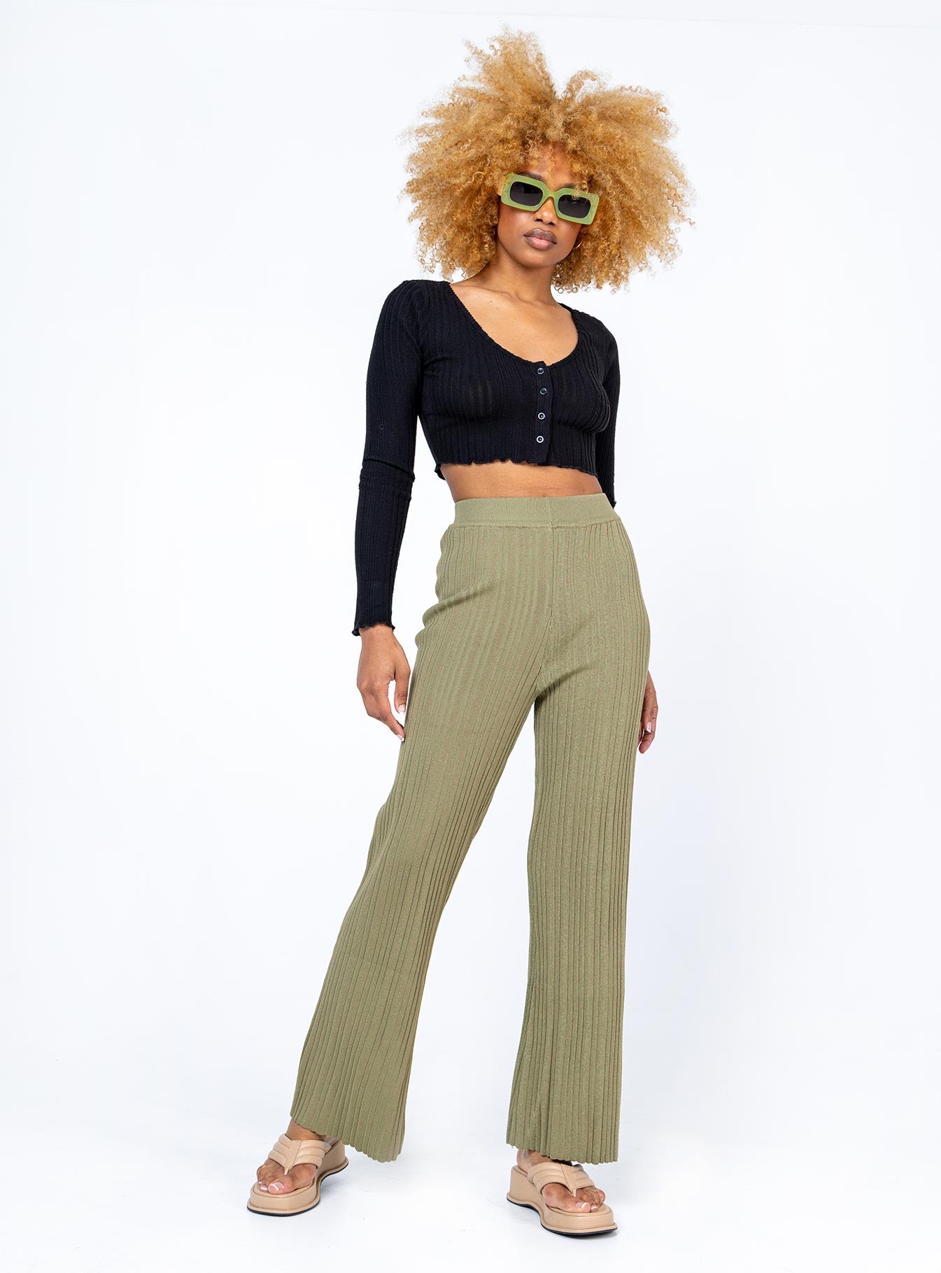 Reah Knit Pants Green - Image 2
